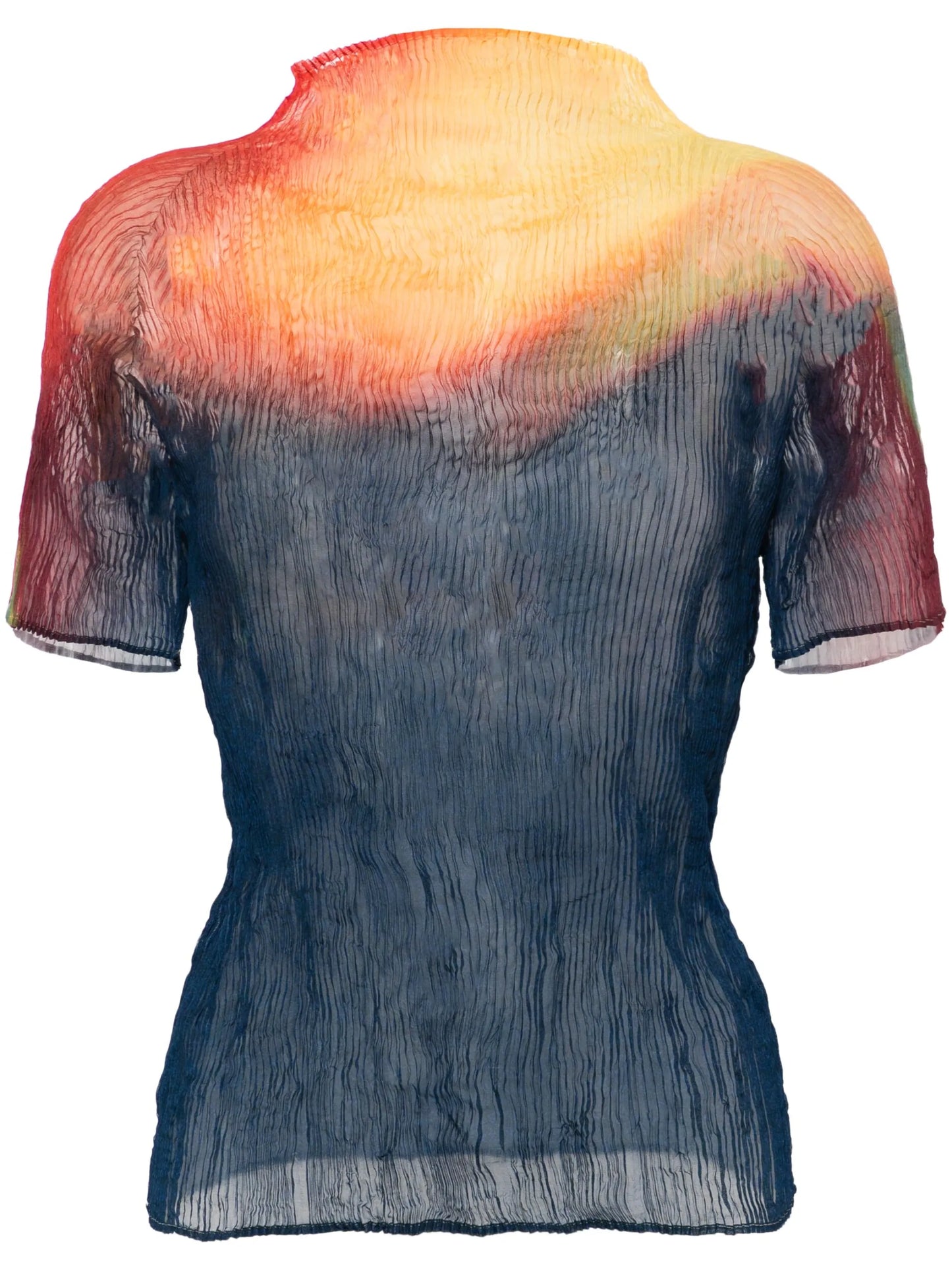 mock-neck plissé blouse
