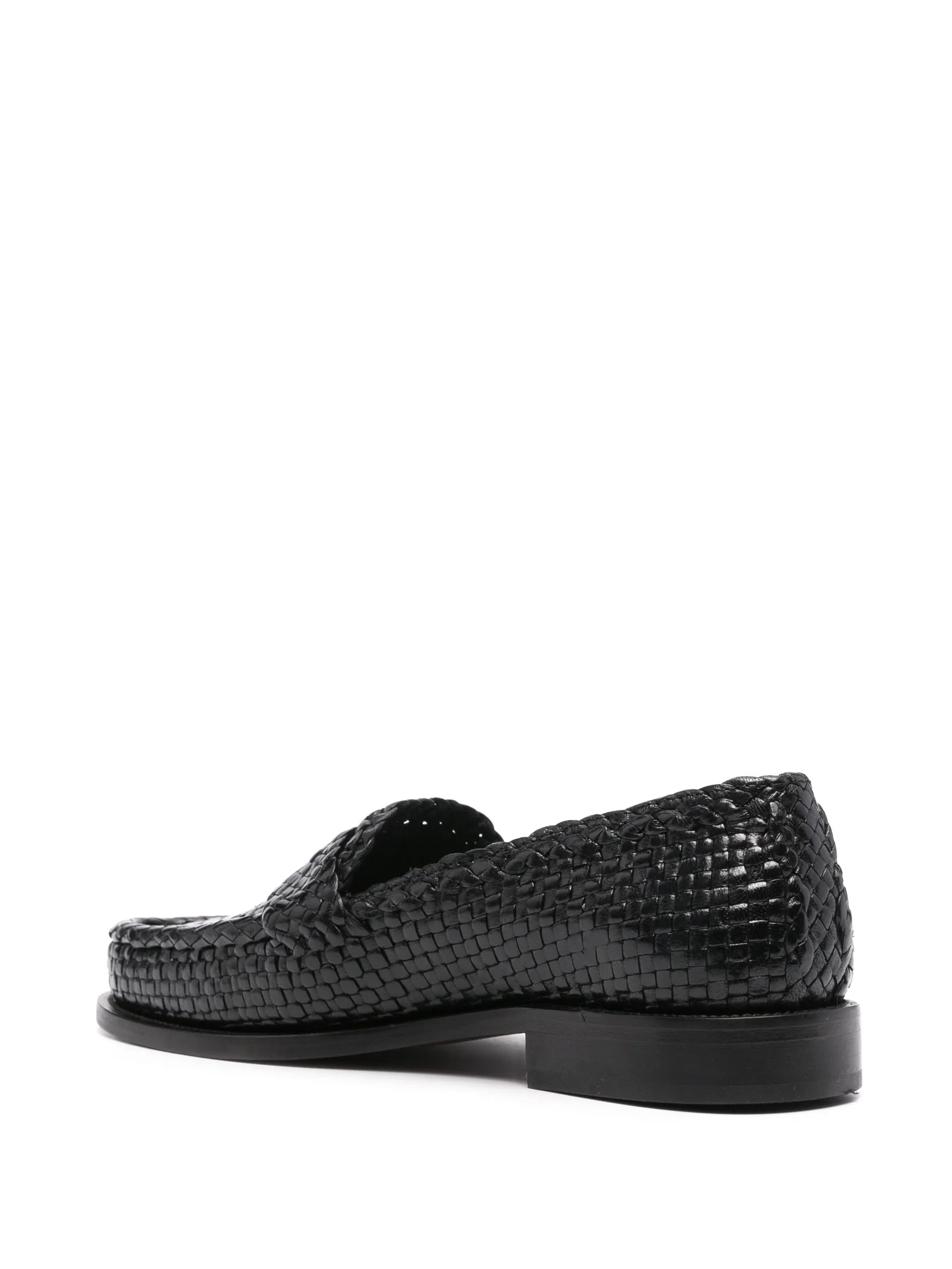 interwoven-design leather loafers