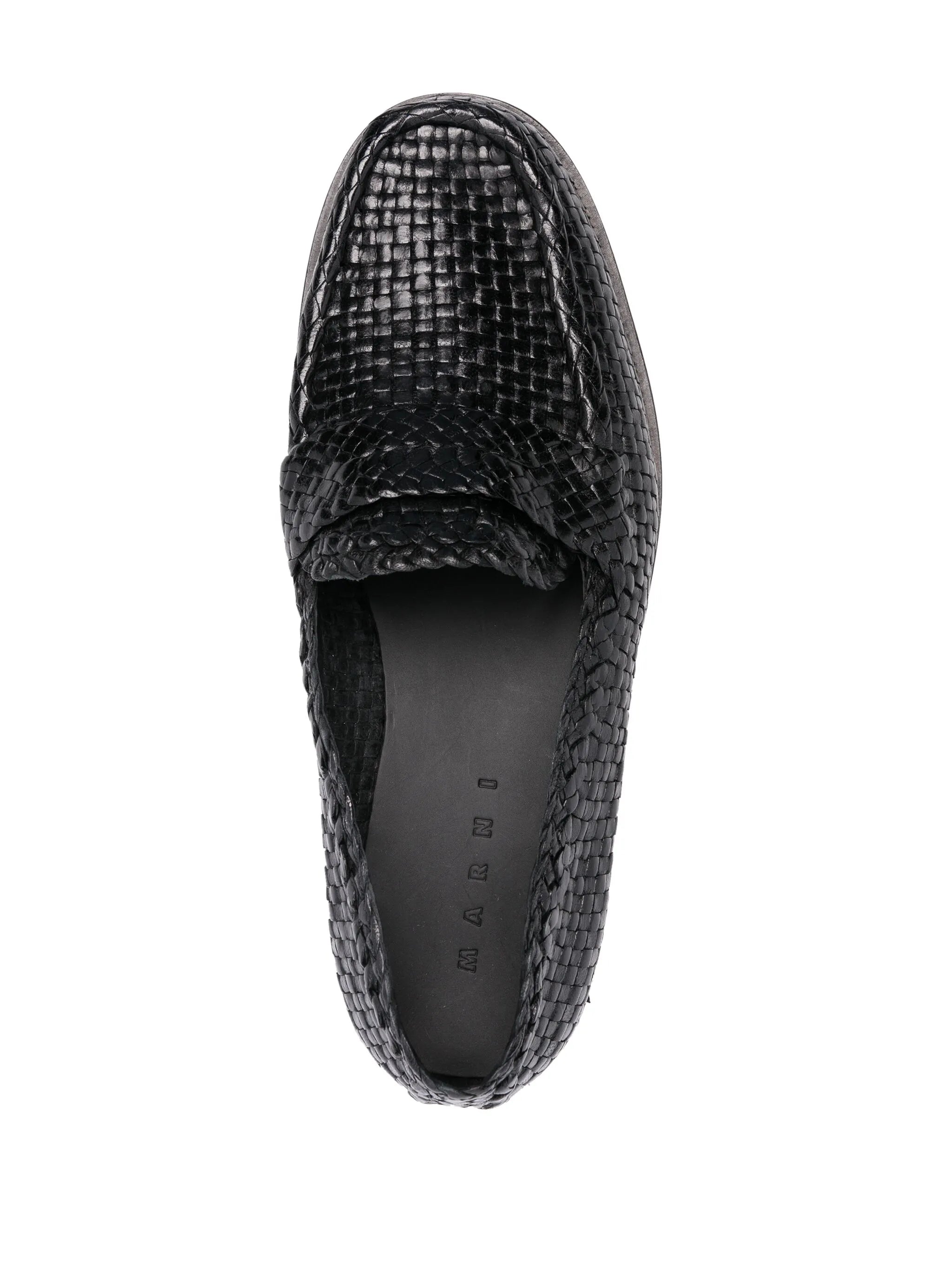 interwoven-design leather loafers