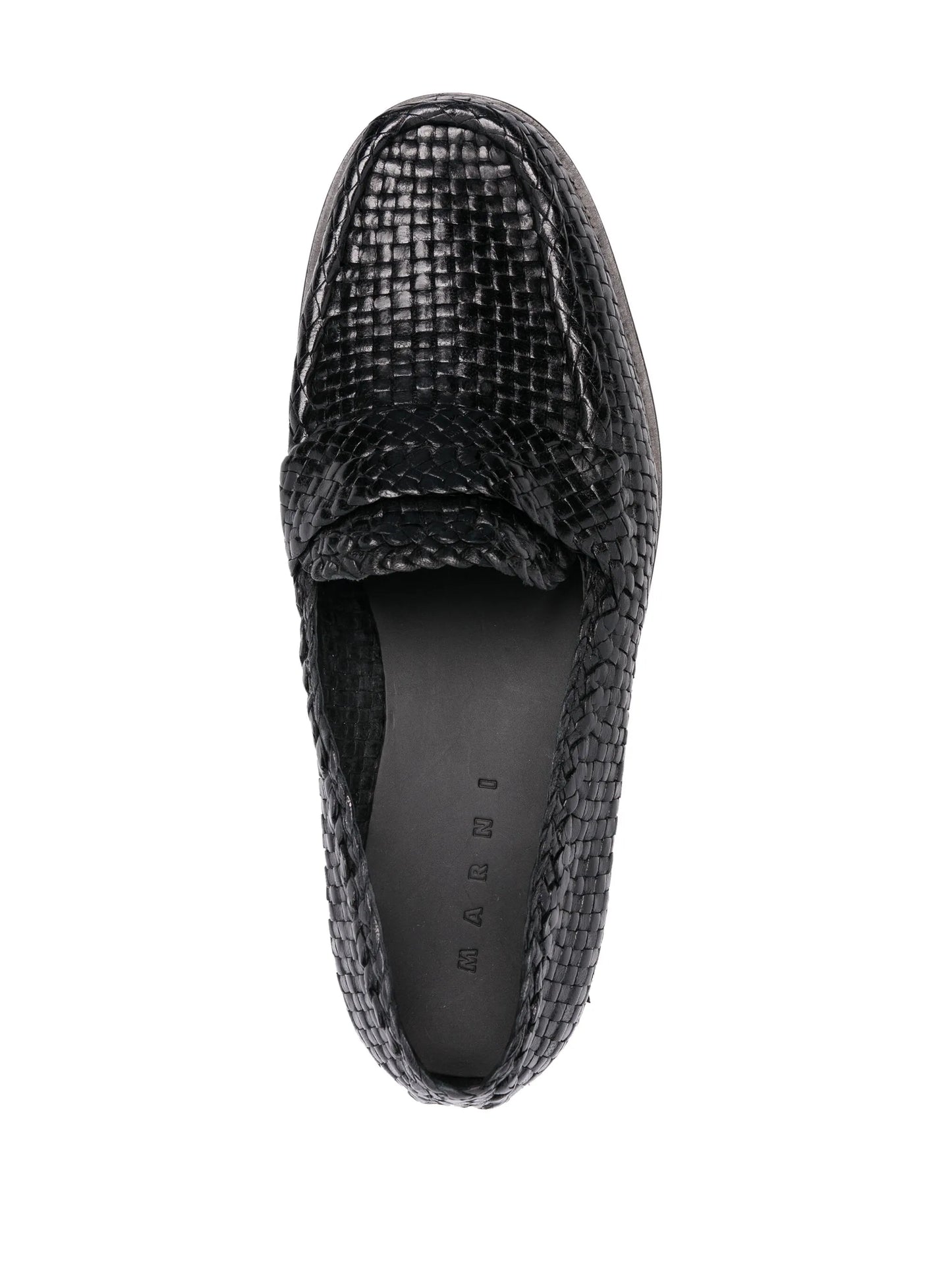 interwoven-design leather loafers