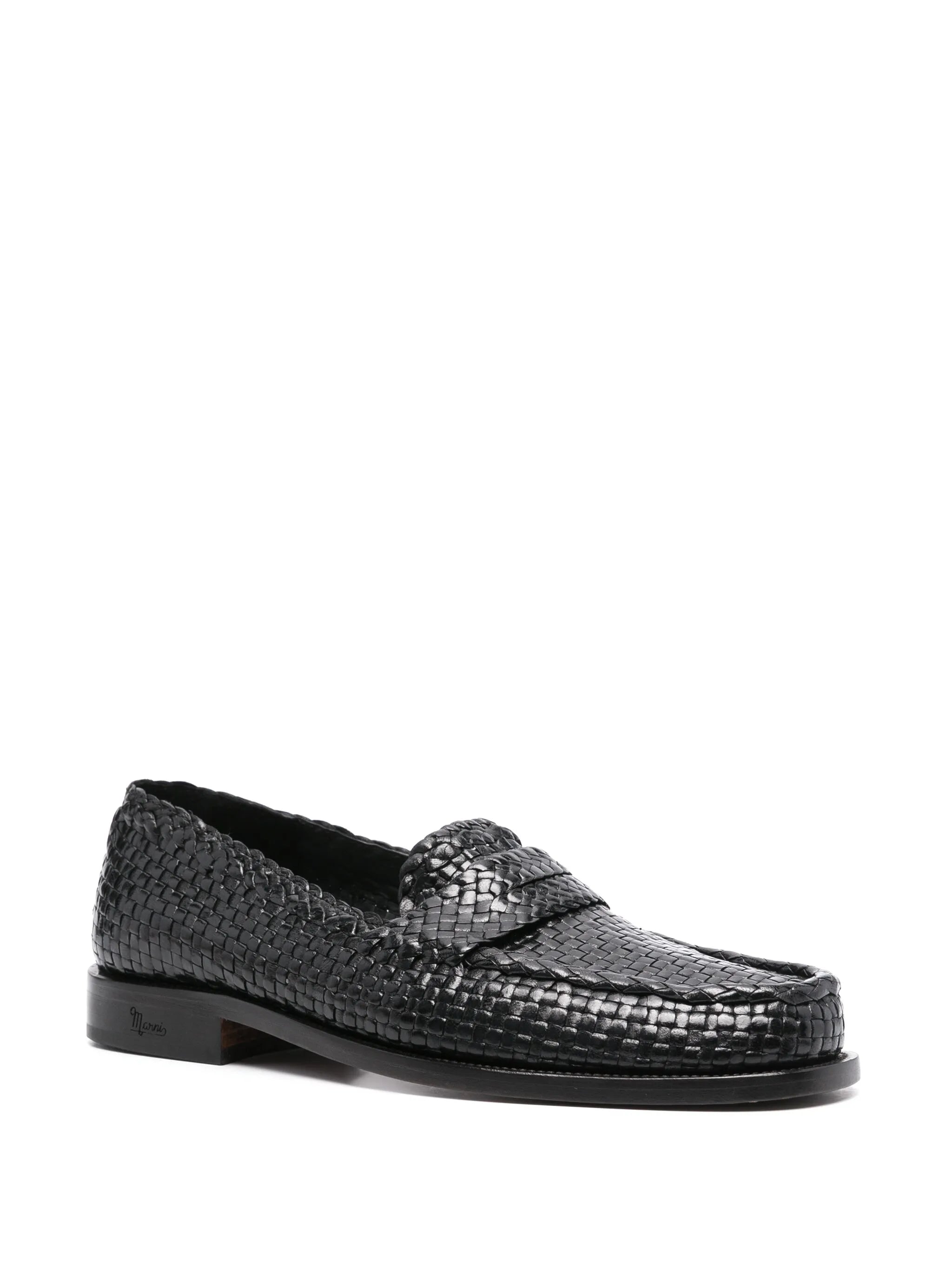 interwoven-design leather loafers