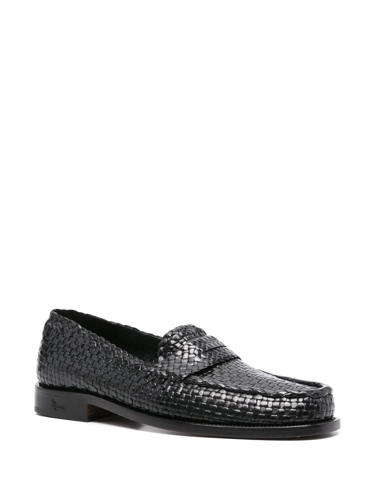 interwoven-design leather loafers
