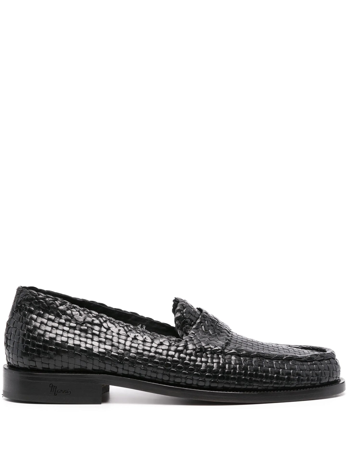 interwoven-design leather loafers