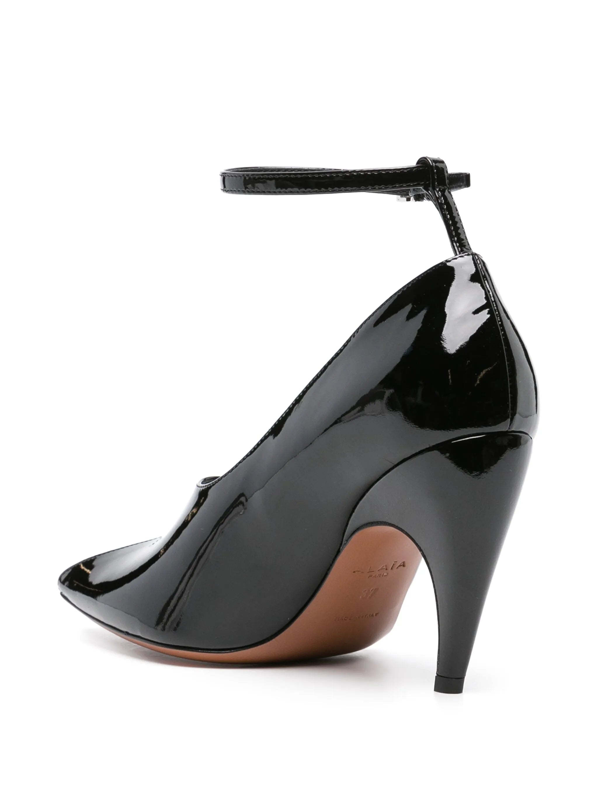 Shark 90mm patent-leather pumps