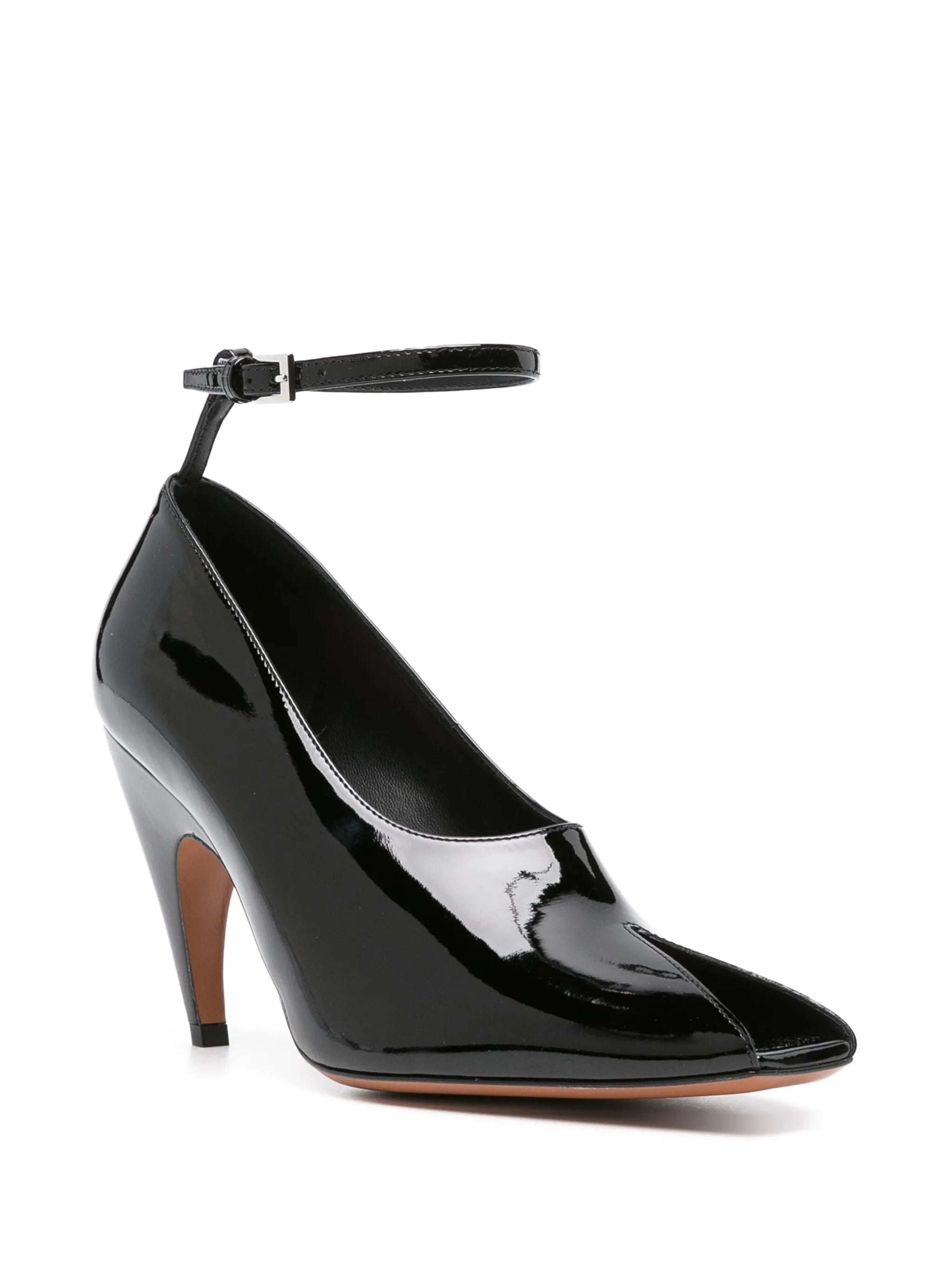 Shark 90mm patent-leather pumps