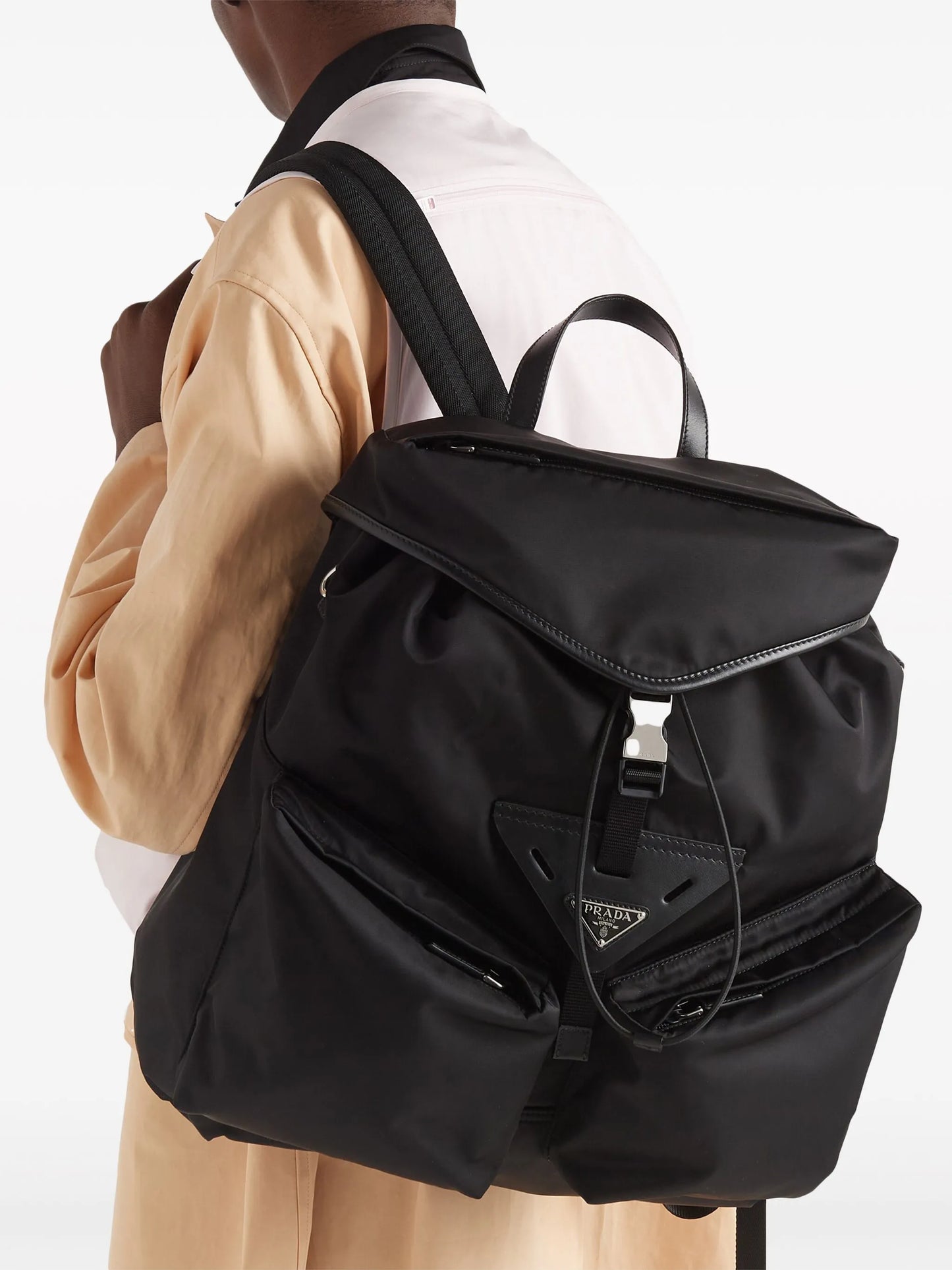 Re-Nylon leather-trimmed backpack