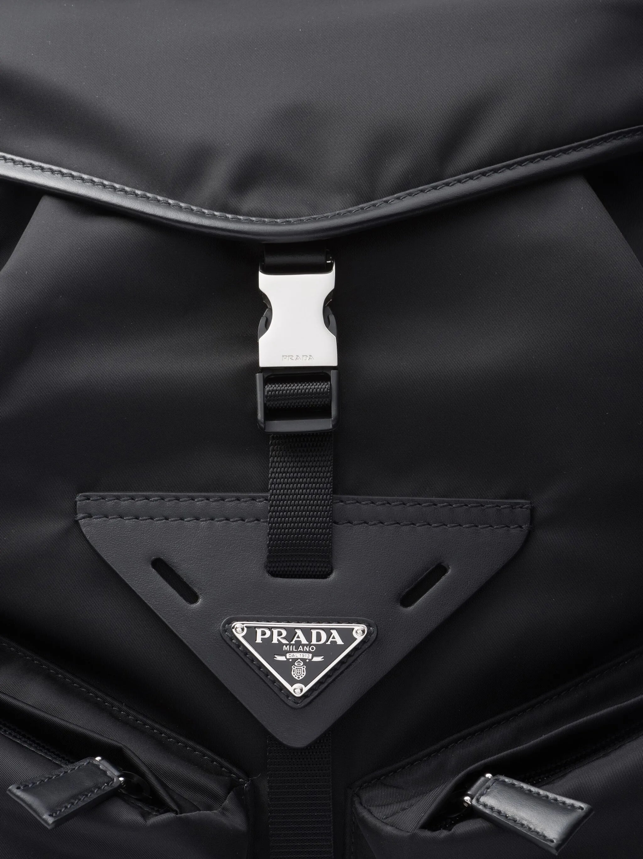 Re-Nylon leather-trimmed backpack