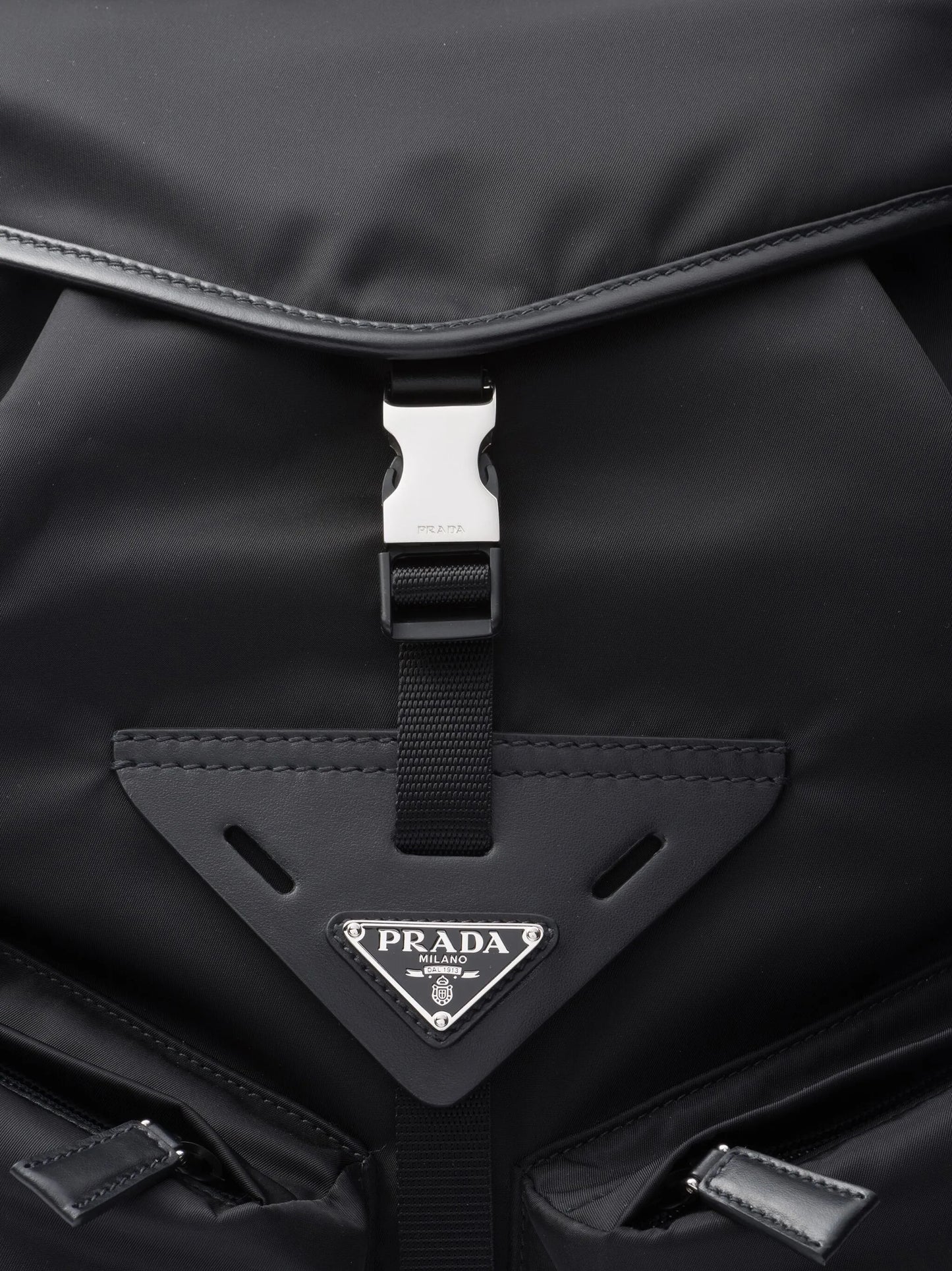 Re-Nylon leather-trimmed backpack