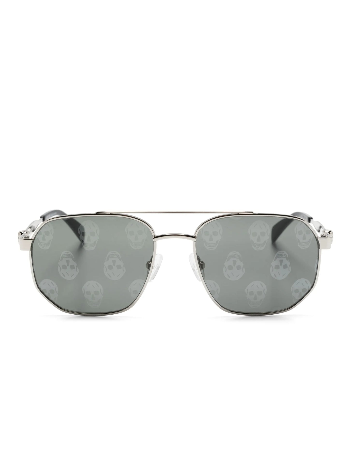 skull-print pilot-frame sunglasses