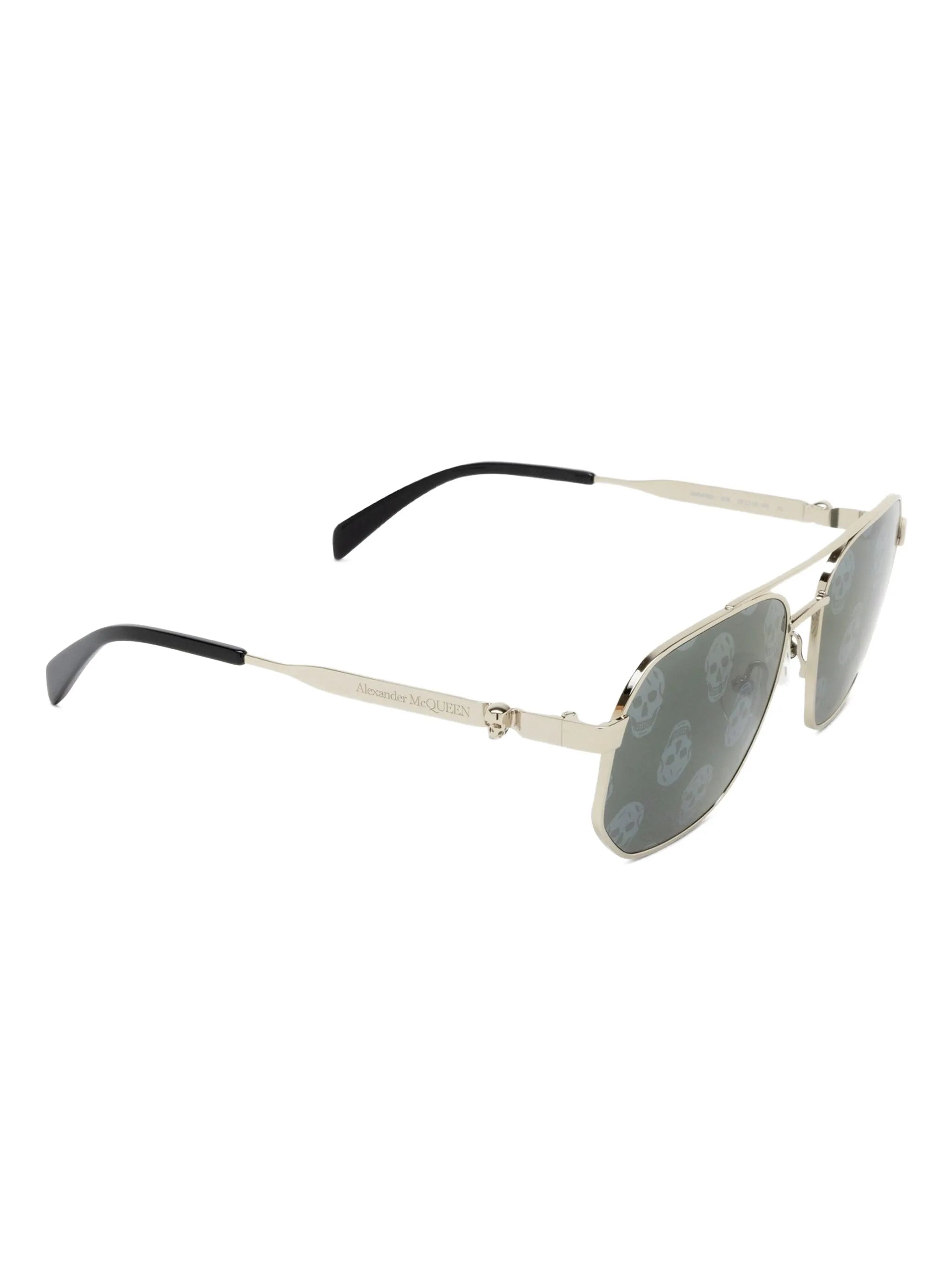 skull-print pilot-frame sunglasses