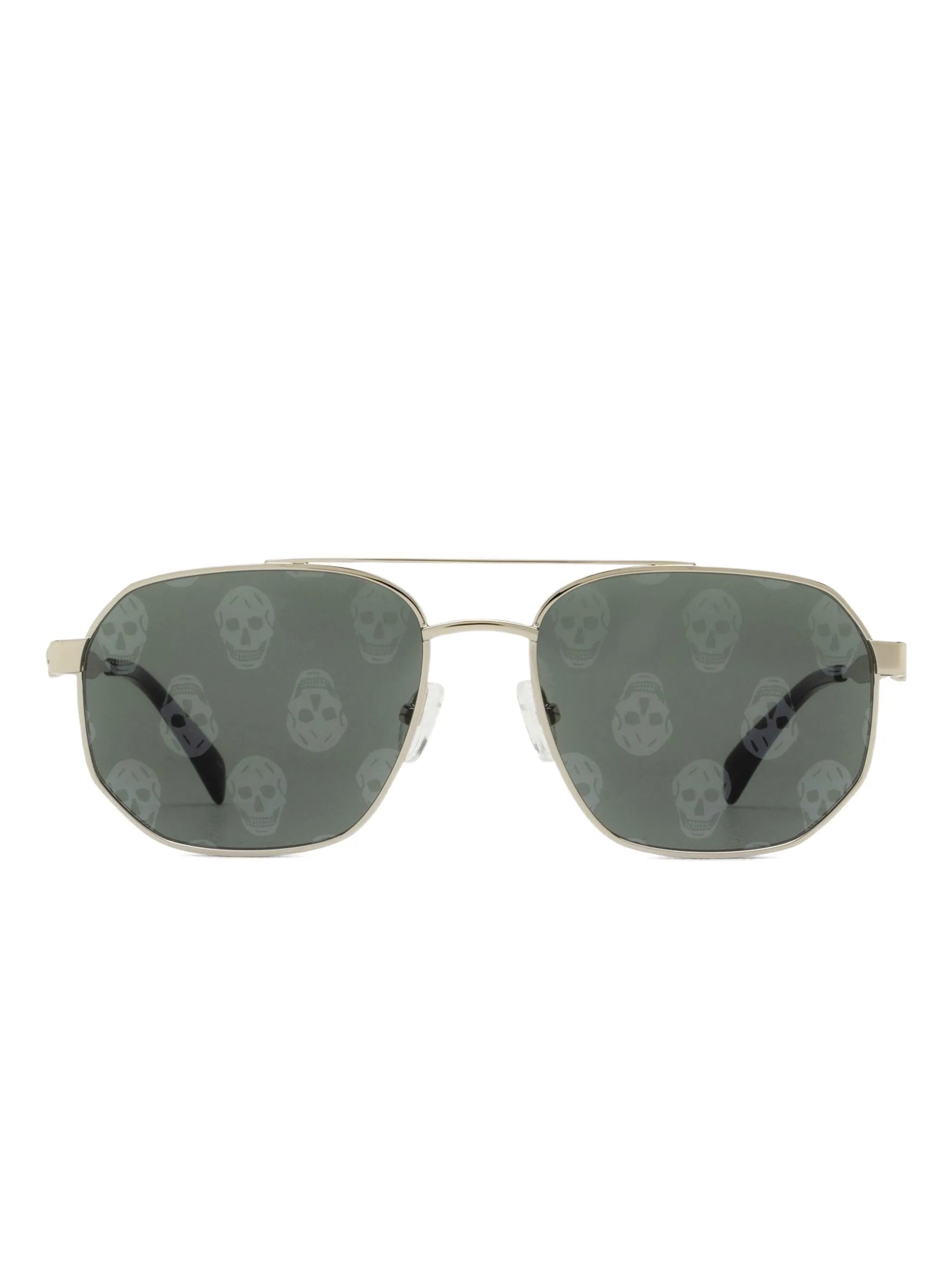 skull-print pilot-frame sunglasses