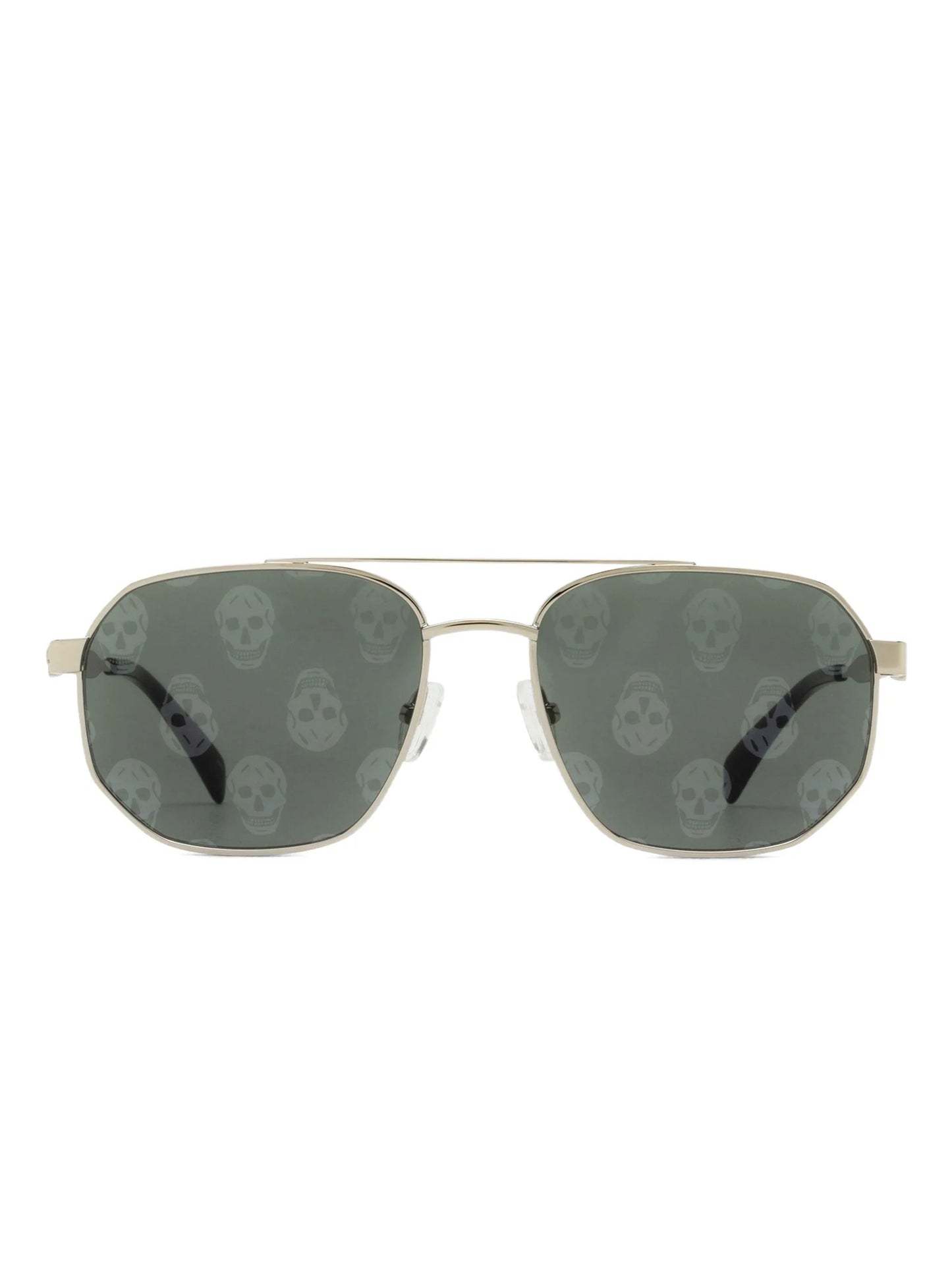 skull-print pilot-frame sunglasses