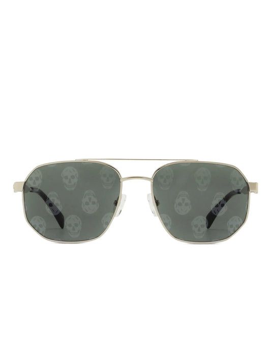 skull-print pilot-frame sunglasses
