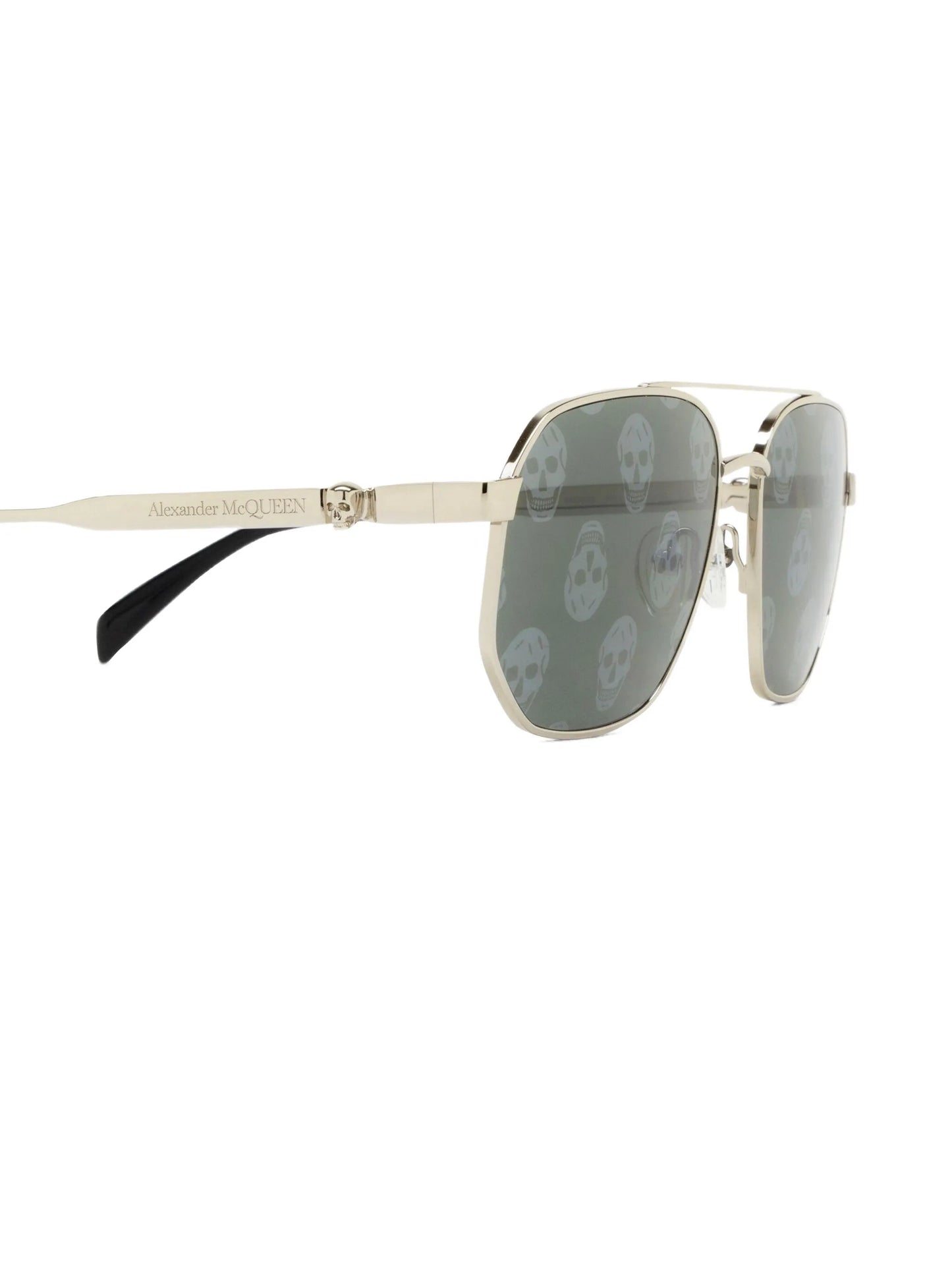 skull-print pilot-frame sunglasses