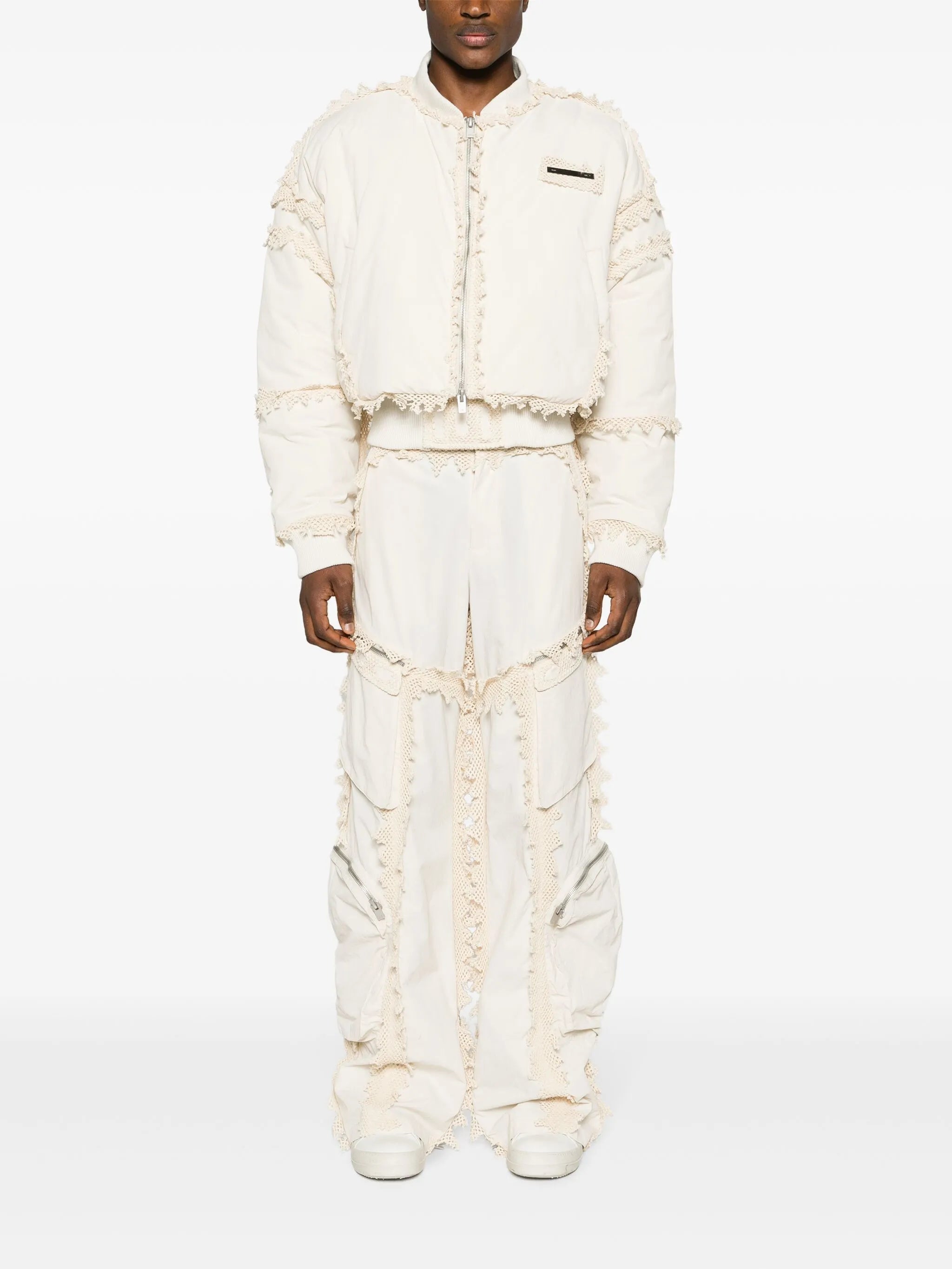 Spherical high-waist cargo trousers