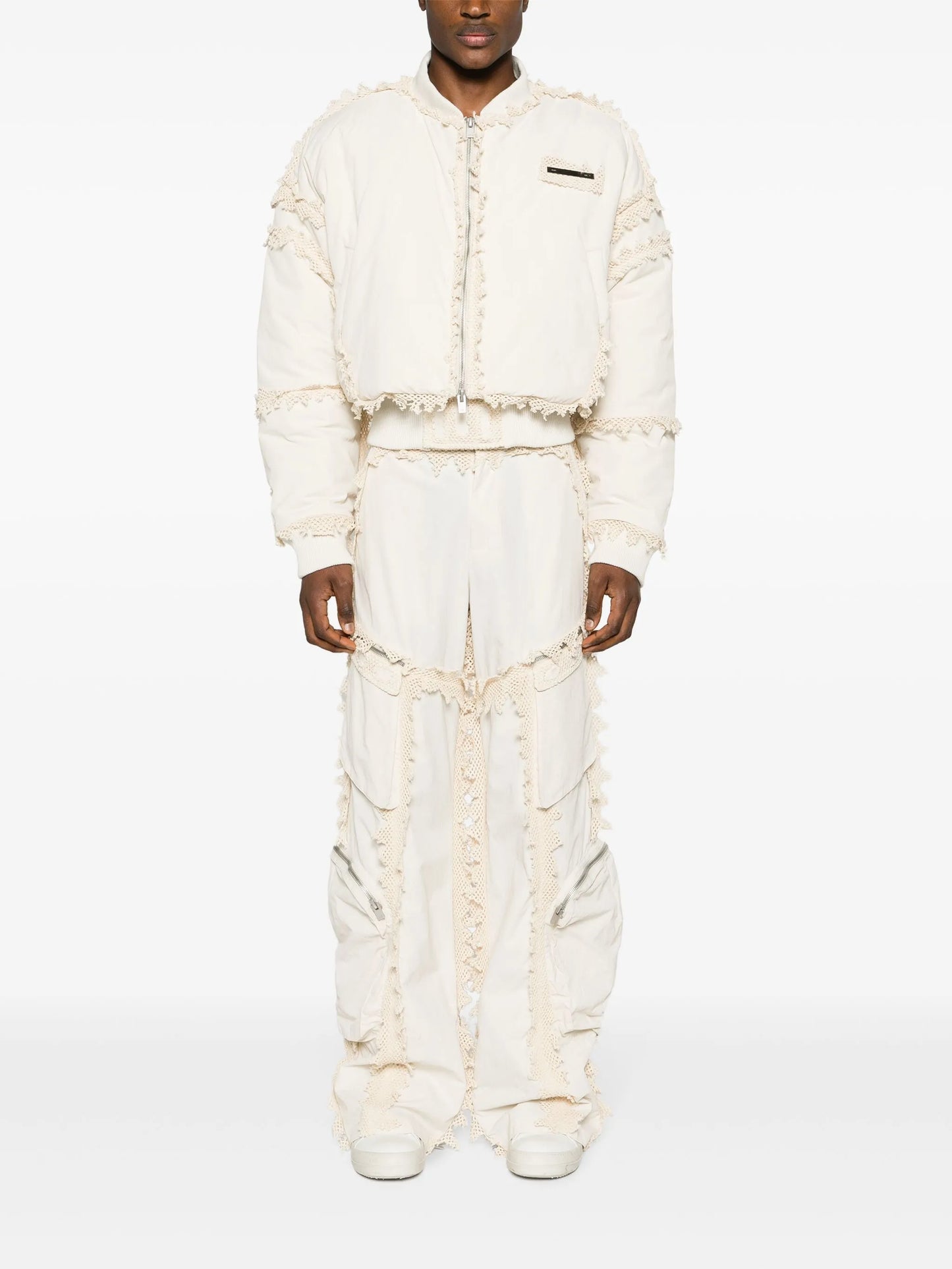 Spherical high-waist cargo trousers