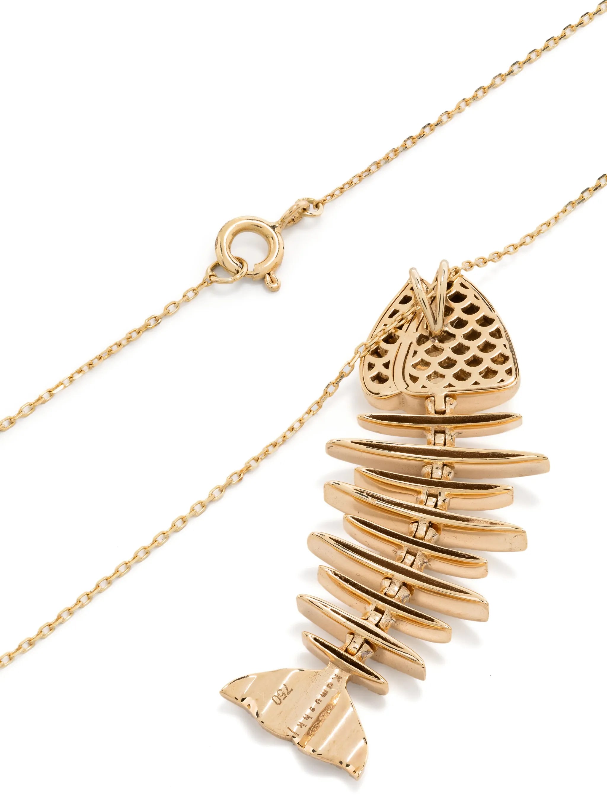 18kt yellow gold Wishbone necklace