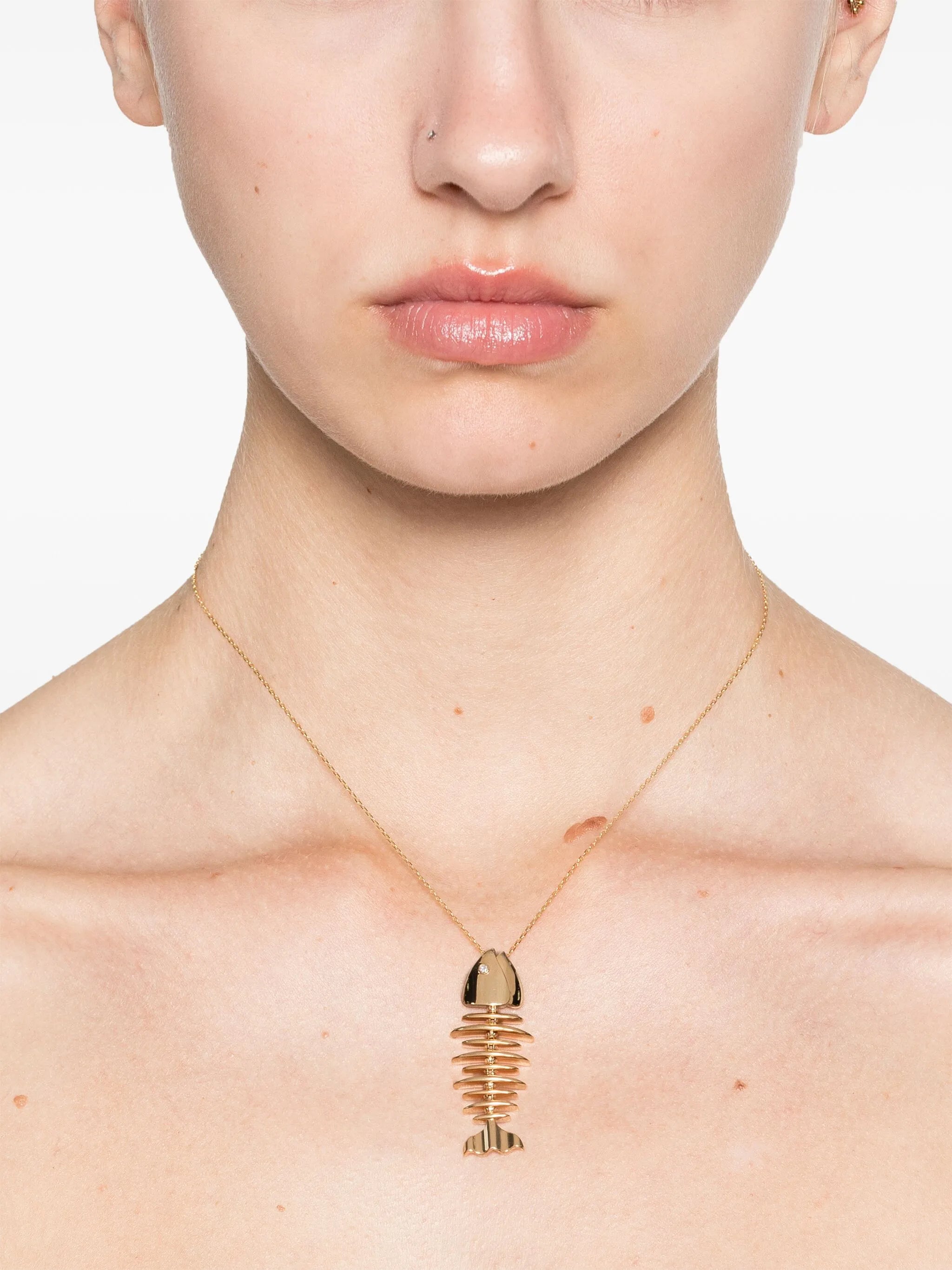 18kt yellow gold Wishbone necklace