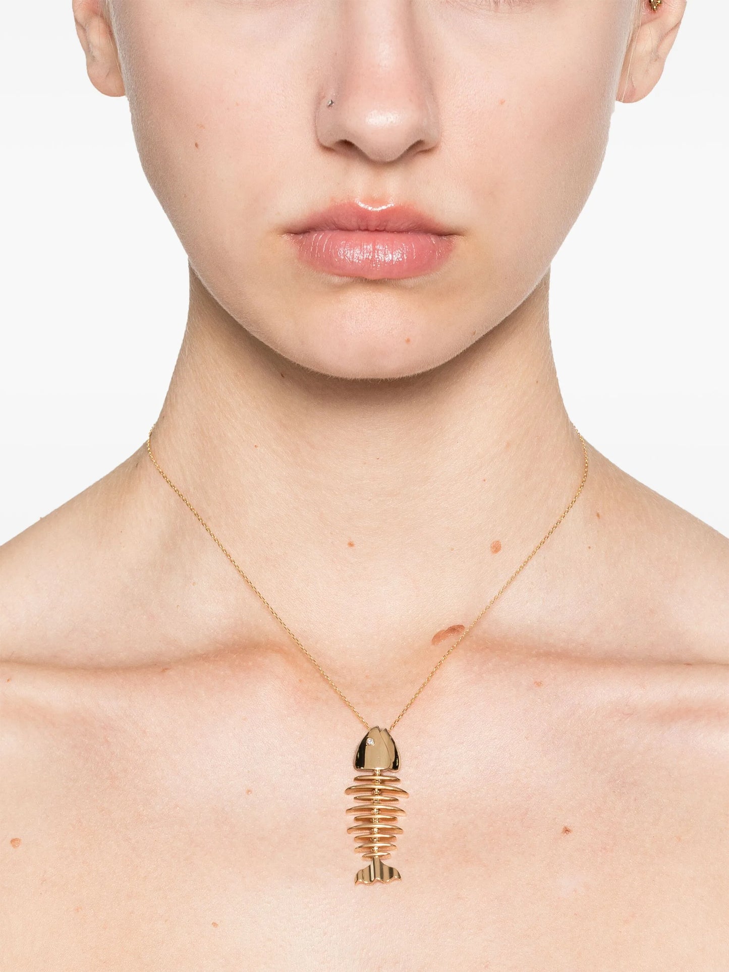 18kt yellow gold Wishbone necklace