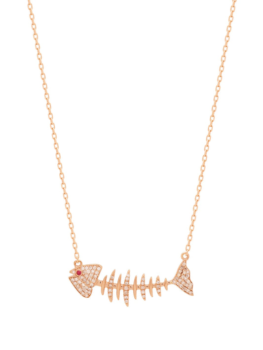 18kt rose gold Fish sapphire and diamond necklace