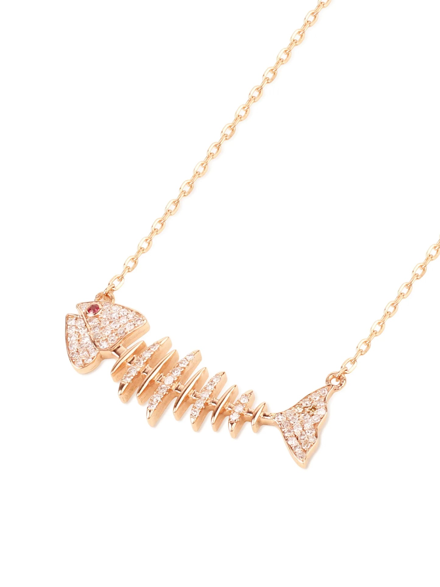 18kt rose gold Fish sapphire and diamond necklace