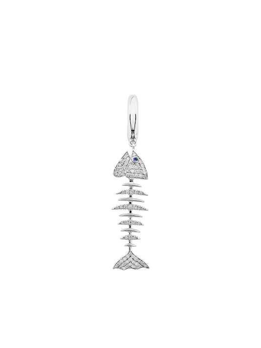 18kt white gold Fish diamond and sapphire earring