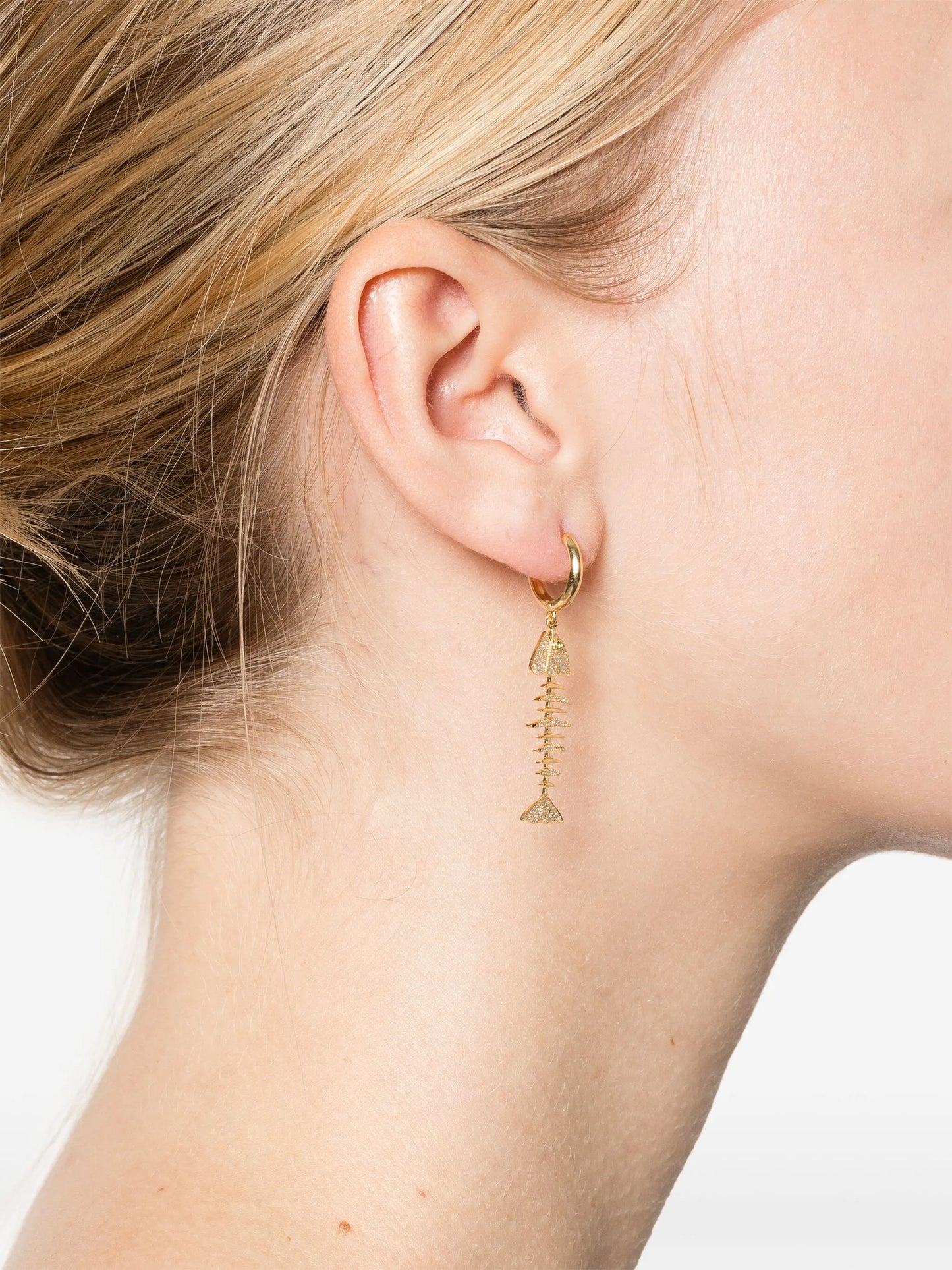 18kt yellow gold Wishbone single earring