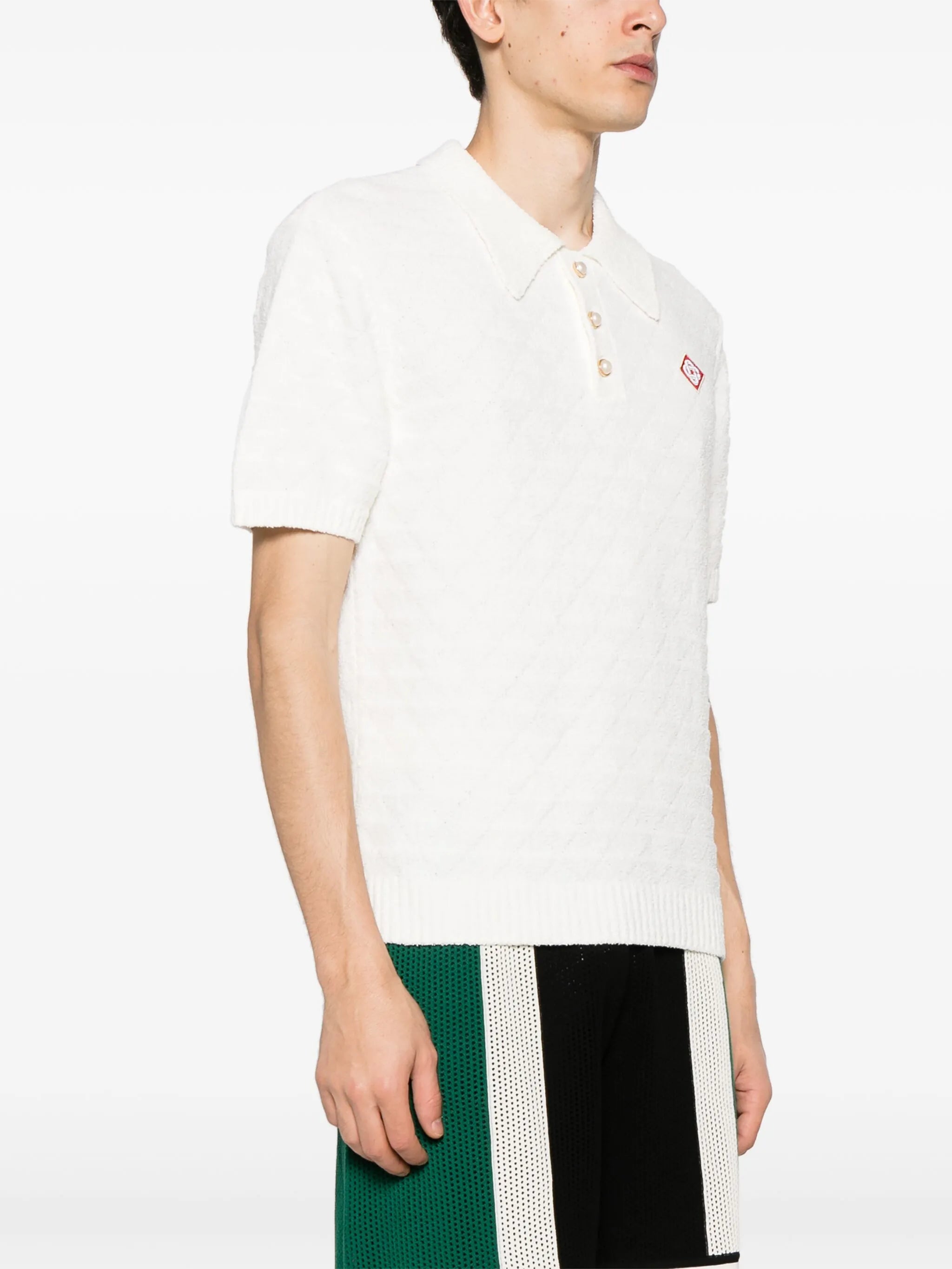 logo-appliqué bouclé polo shirt