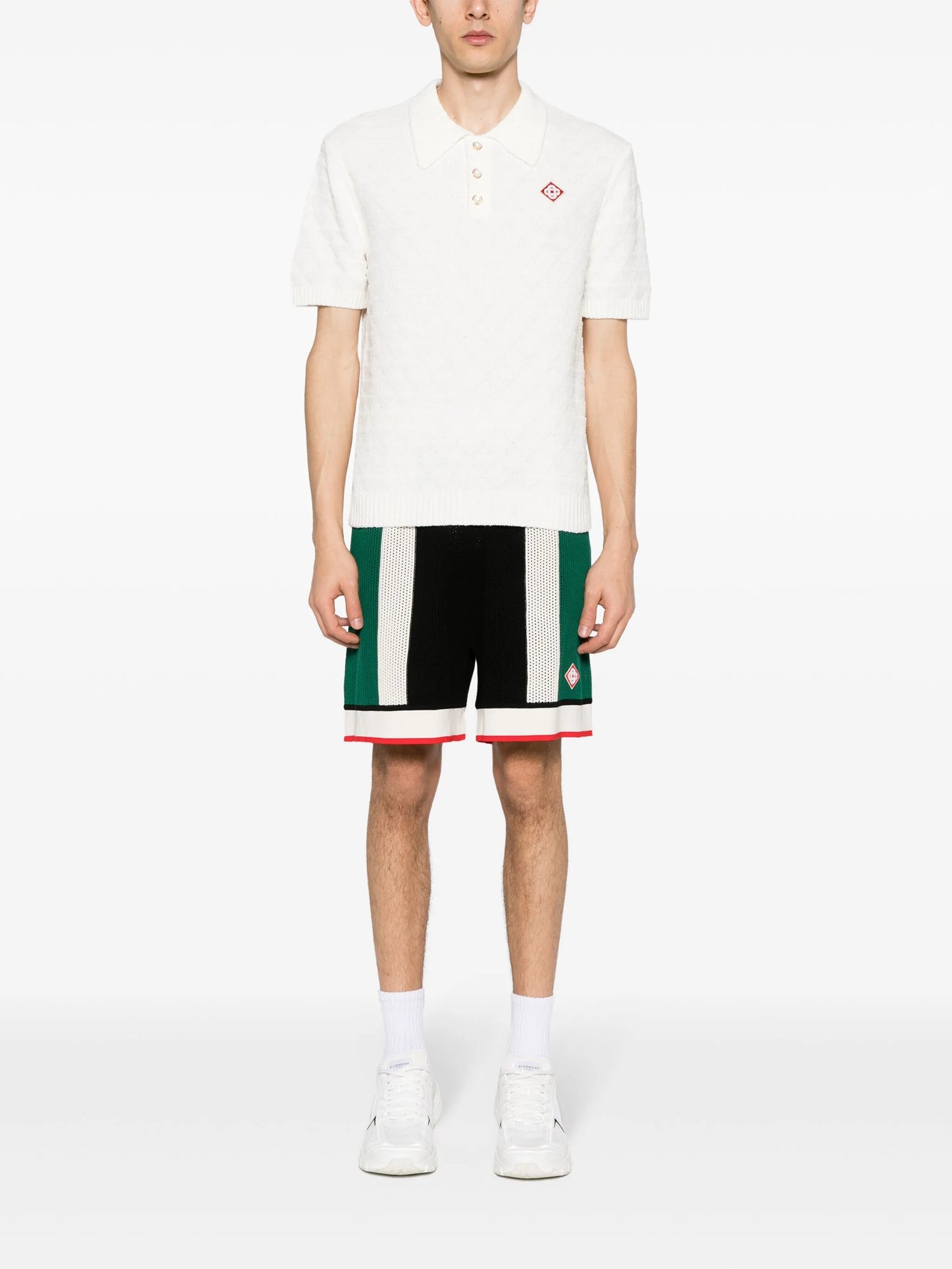 logo-appliqué bouclé polo shirt