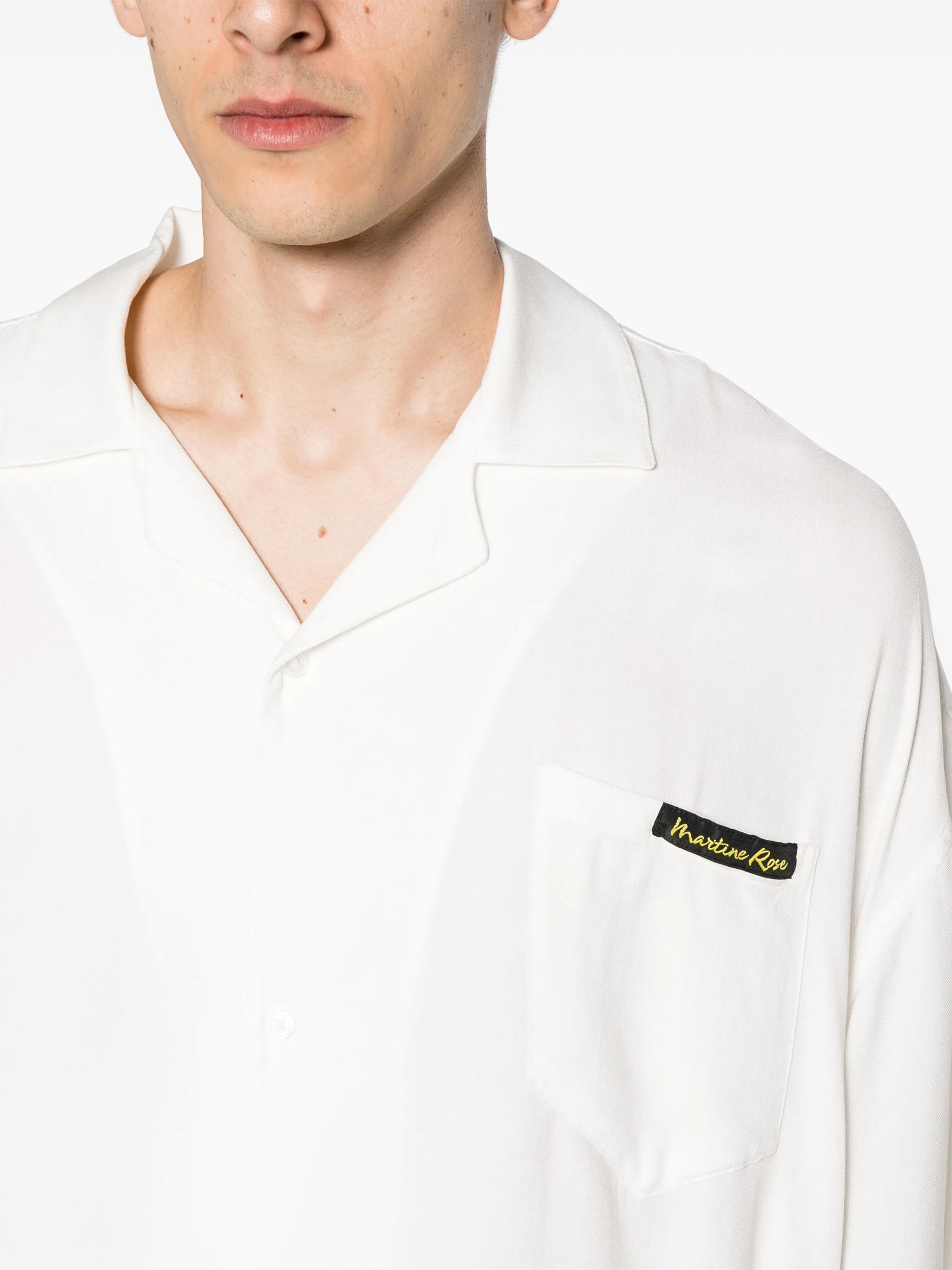 logo-patch drop-shoulder shirt