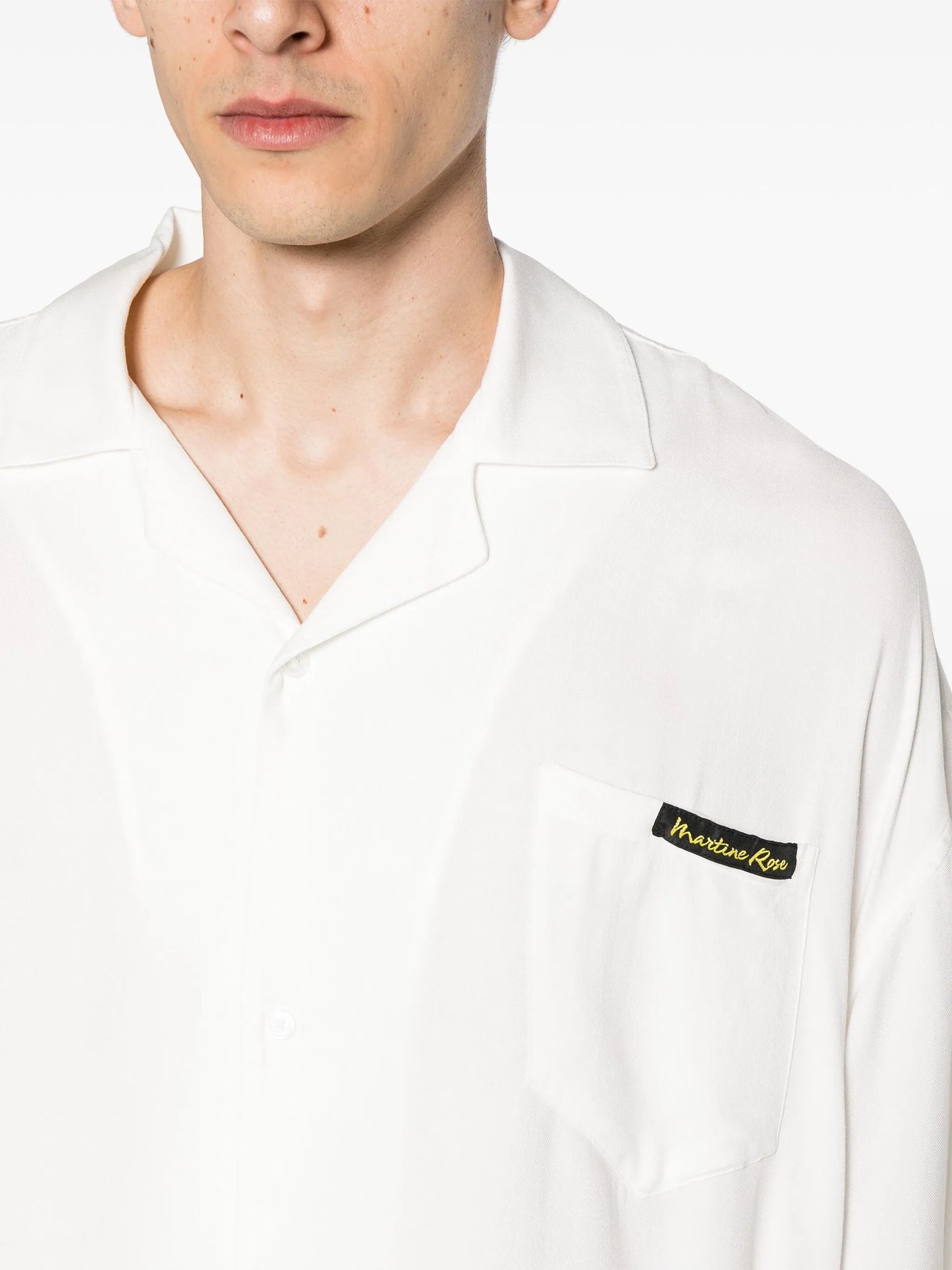 logo-patch drop-shoulder shirt