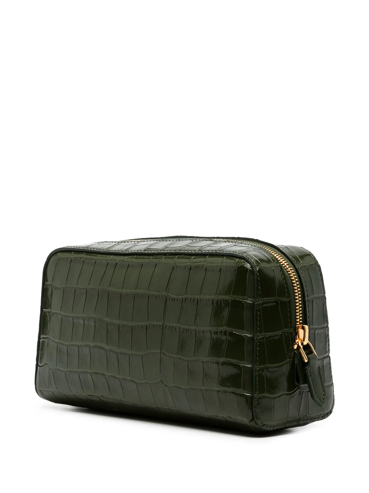 crocodile-embossed leather clutch bag