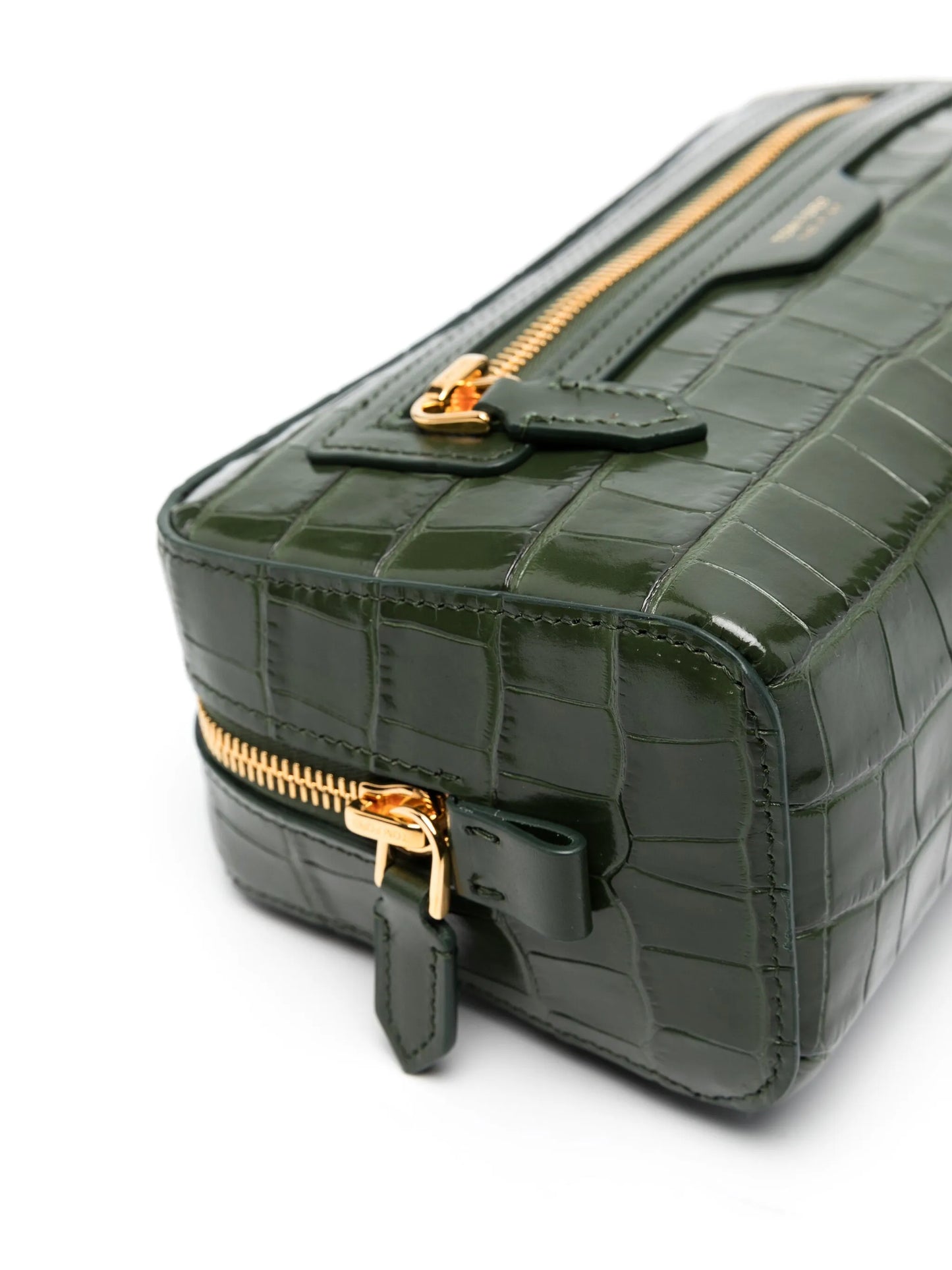 crocodile-embossed leather clutch bag