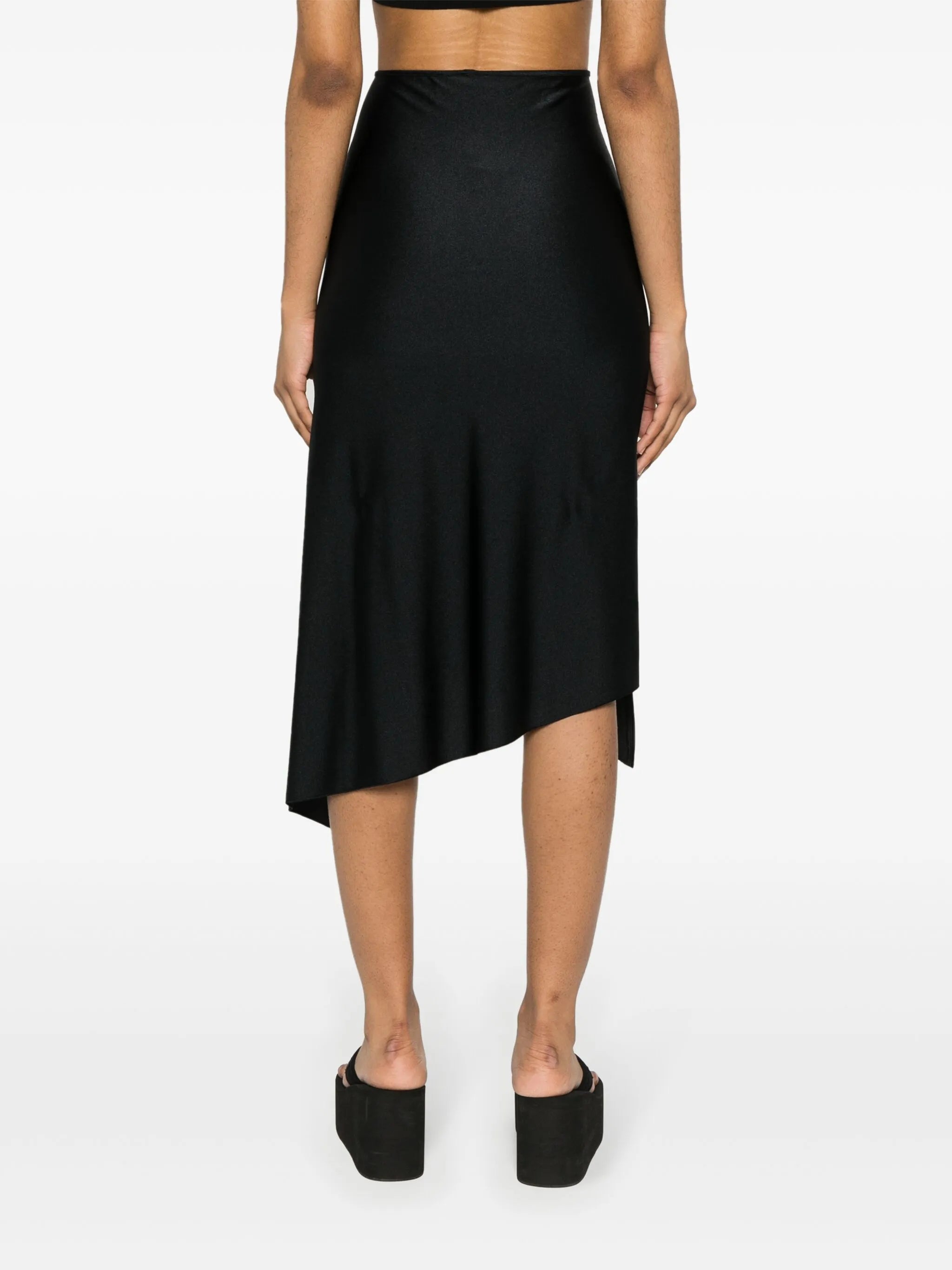 floral-appliqué asymmetric midi skirt