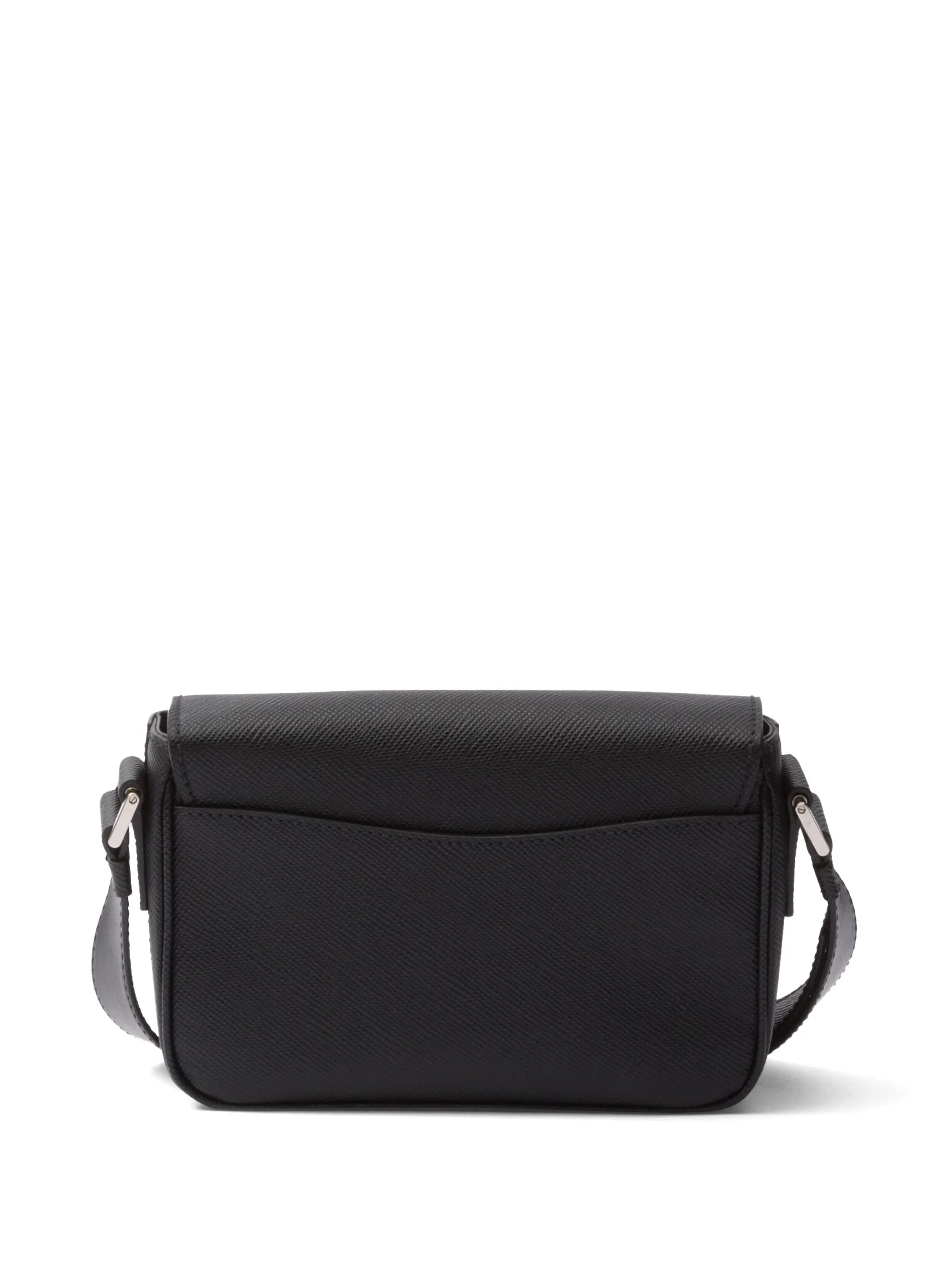 enamel triangle logo flap shoulder bag