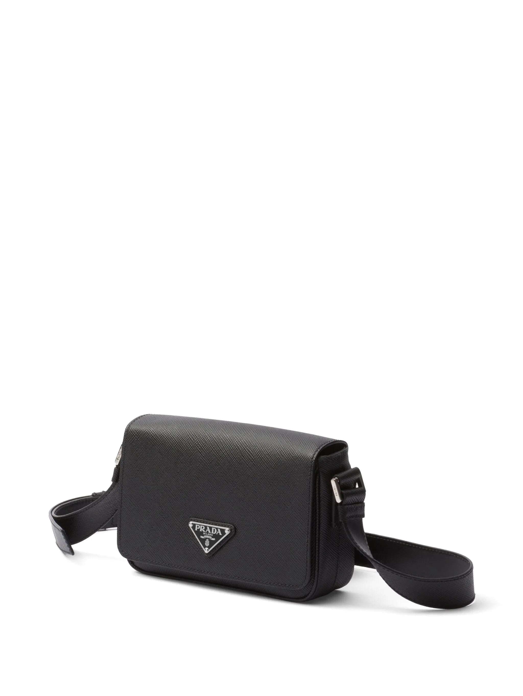 enamel triangle logo flap shoulder bag