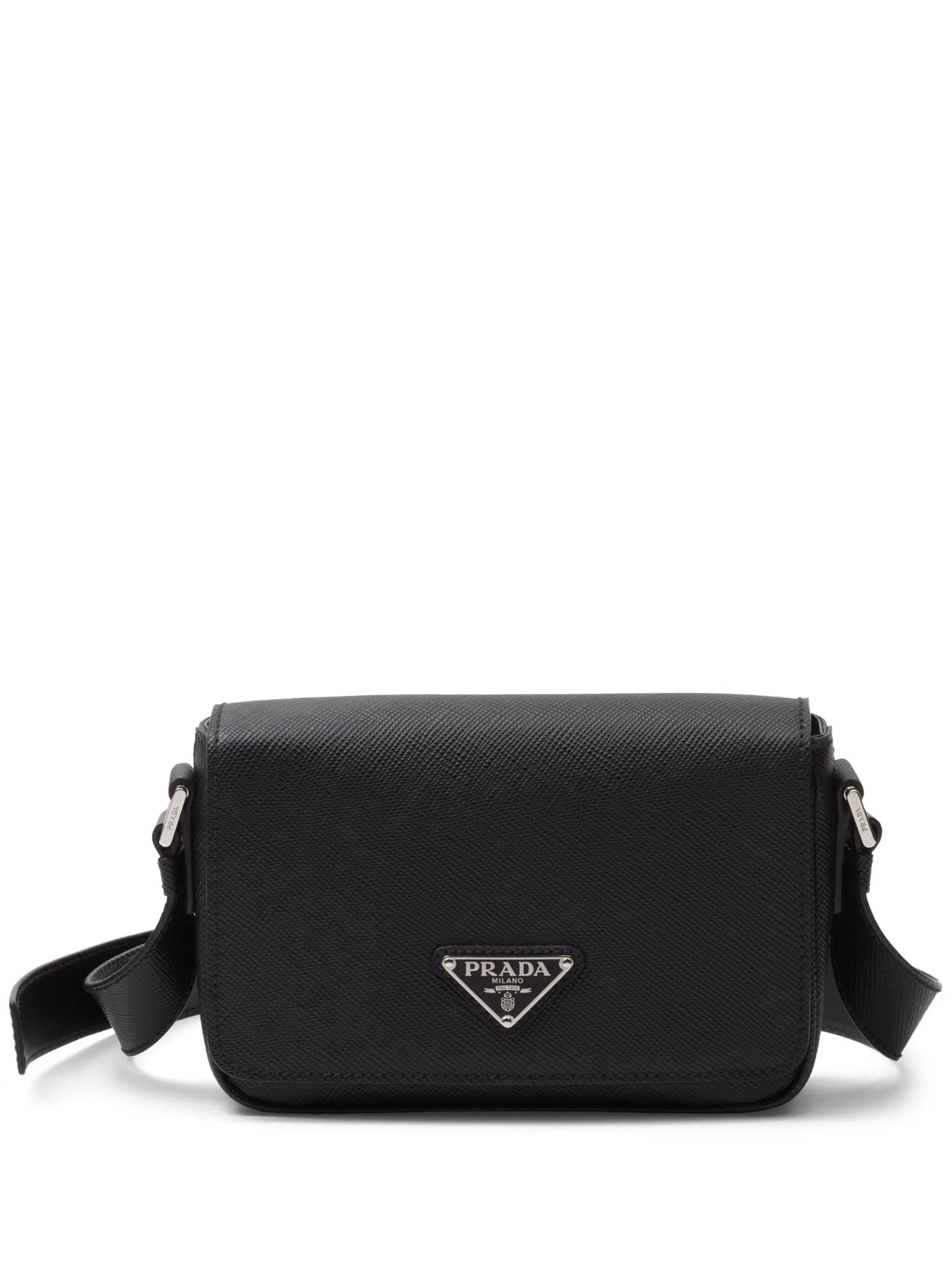 enamel triangle logo flap shoulder bag