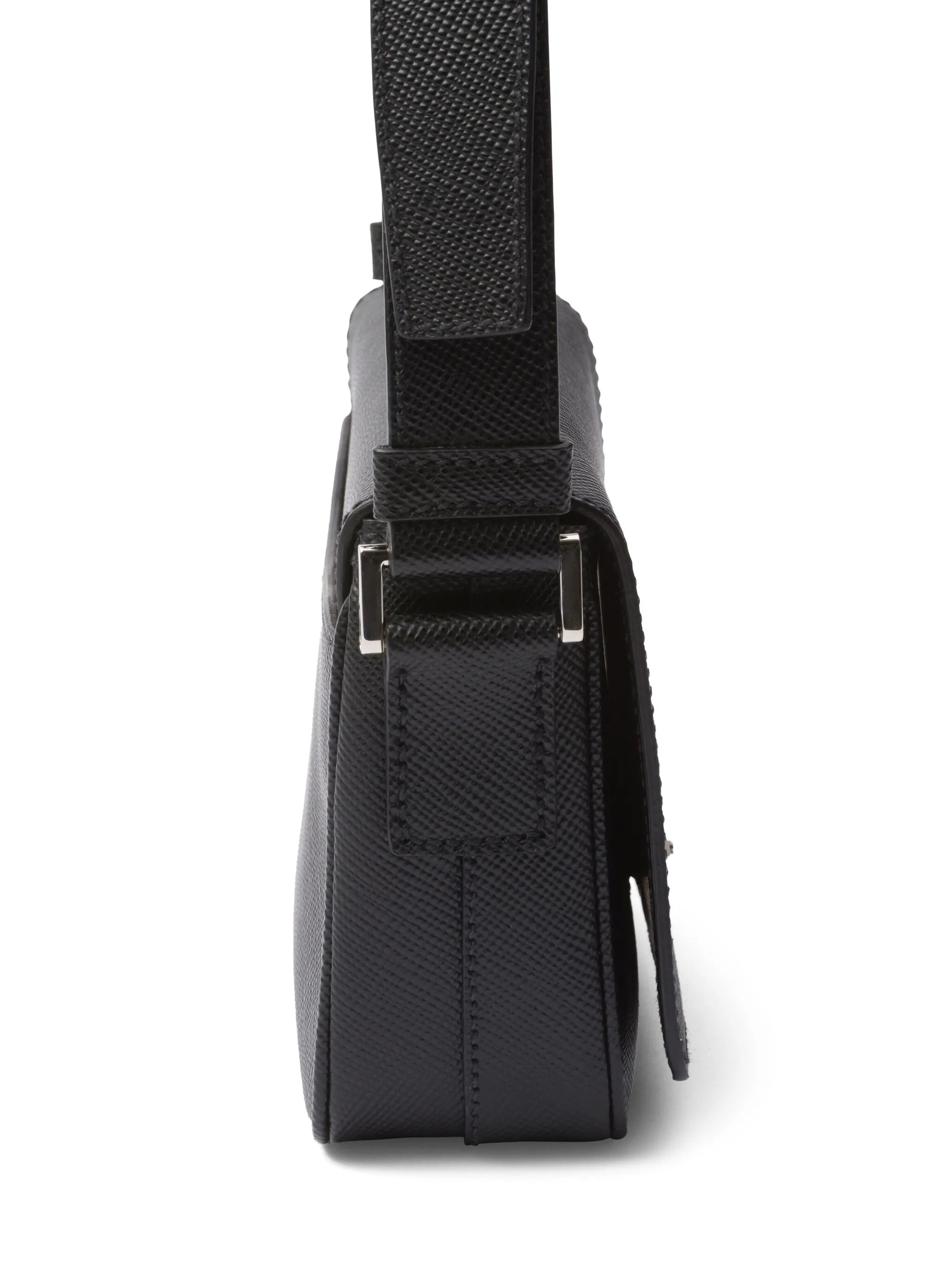 enamel triangle logo flap shoulder bag