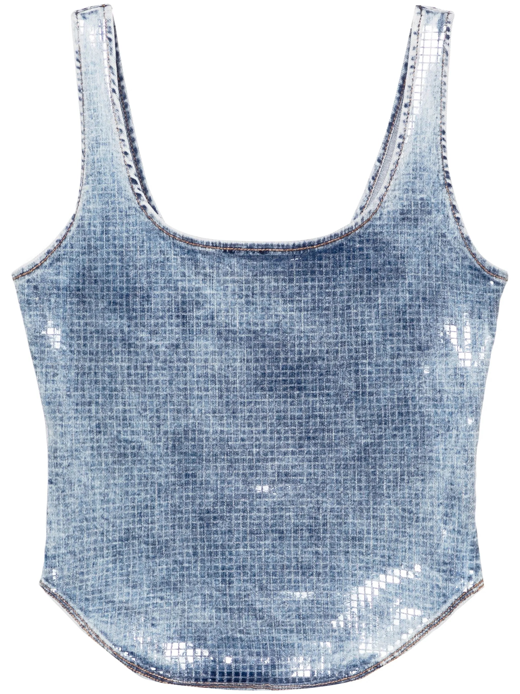 Oval D-embroidered denim tank top