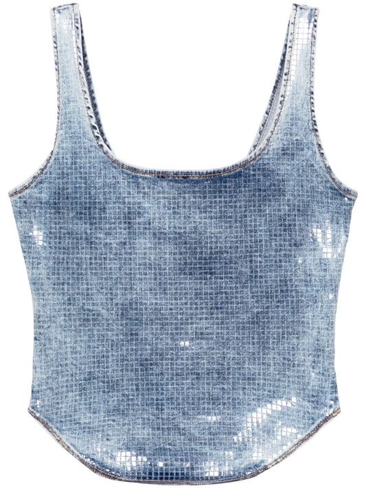 Oval D-embroidered denim tank top