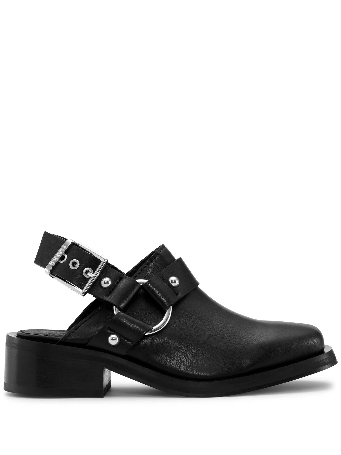 Biker slingback leather mules