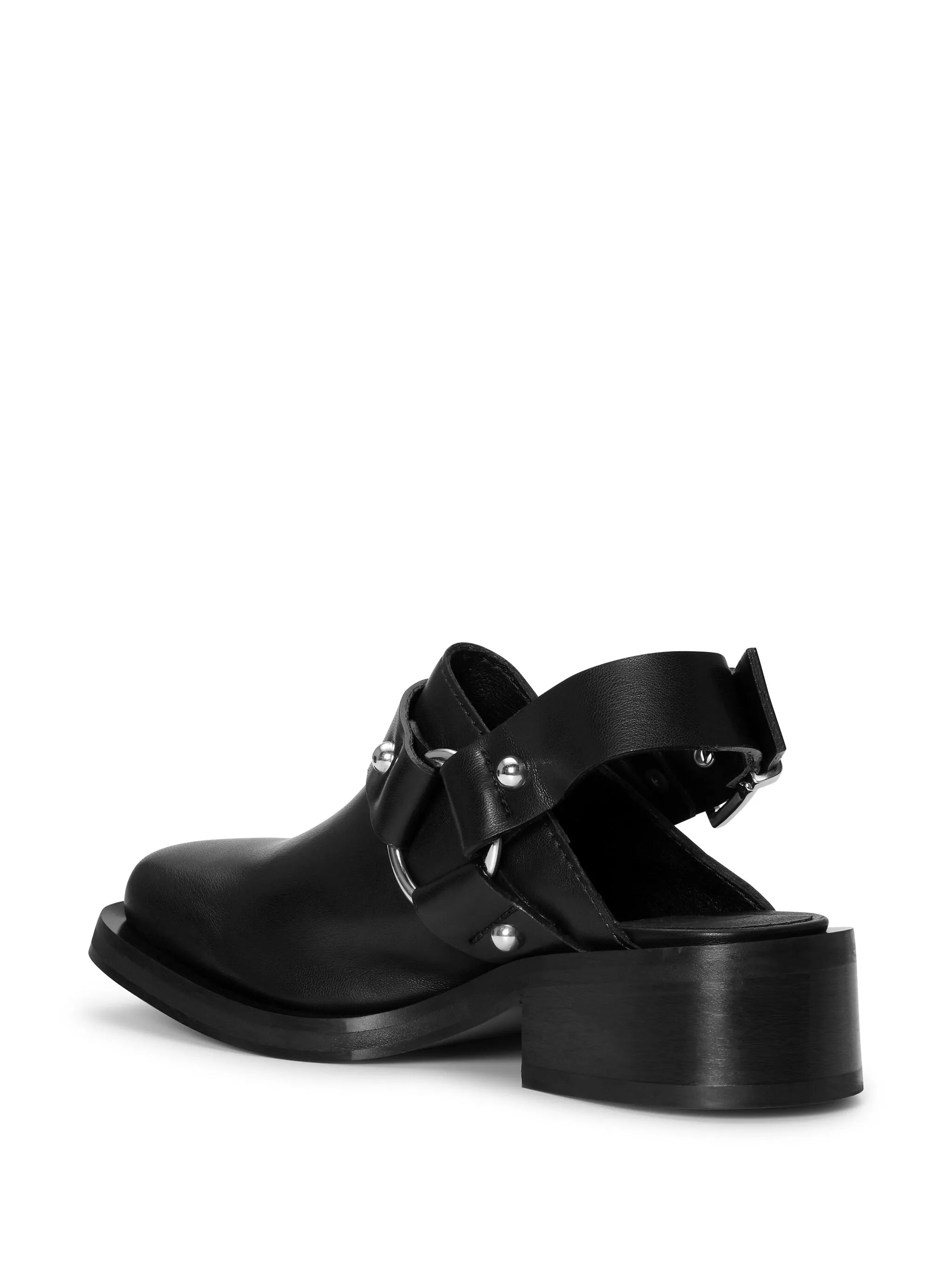 Biker slingback leather mules