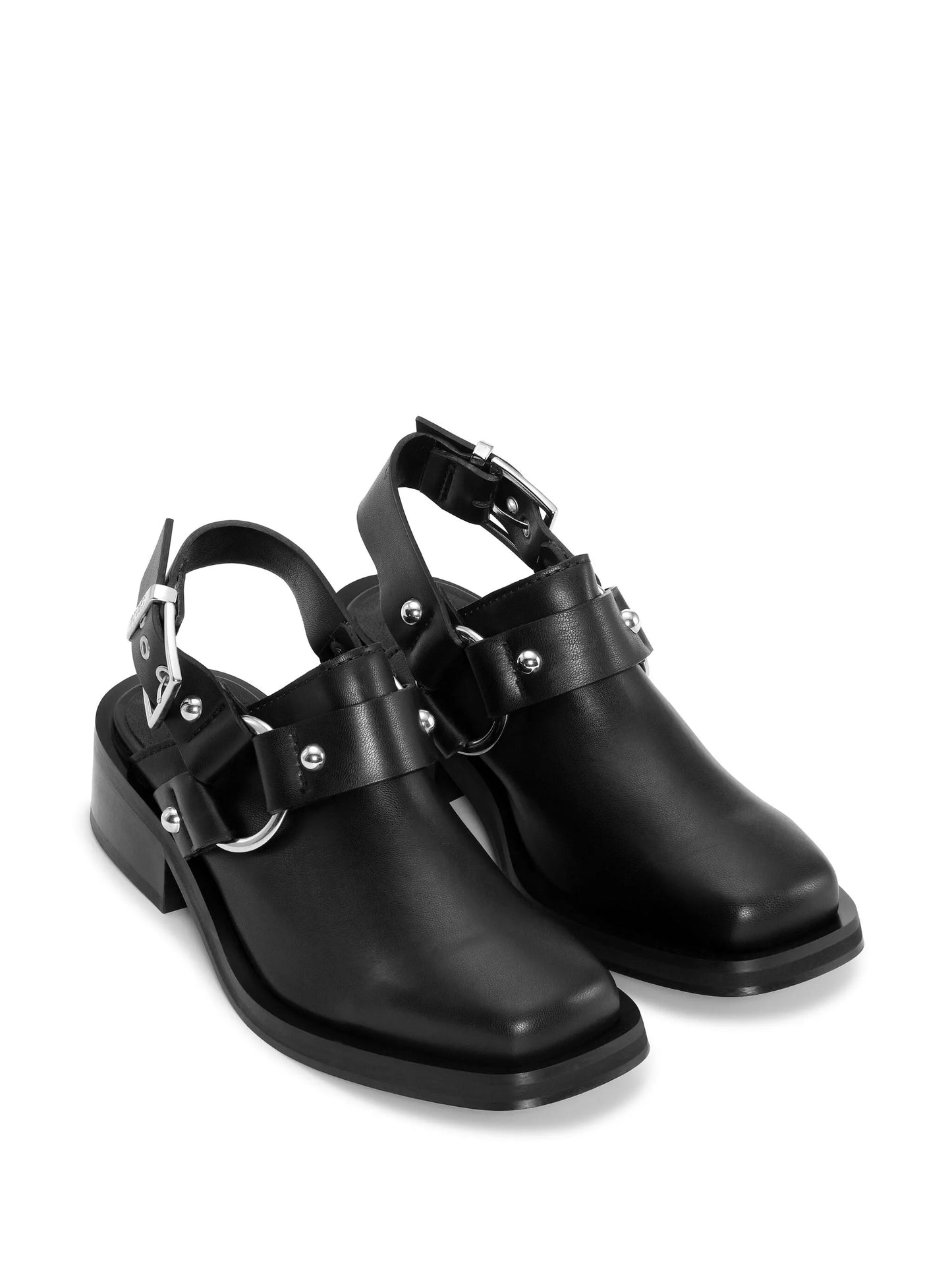Biker slingback leather mules