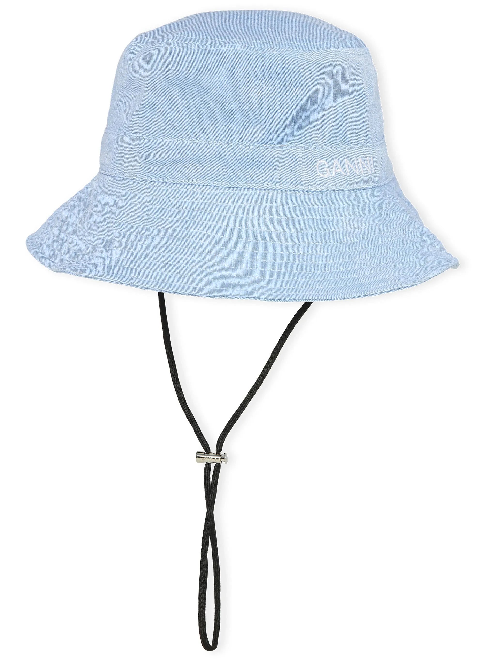 logo-embroidered denim bucket hat