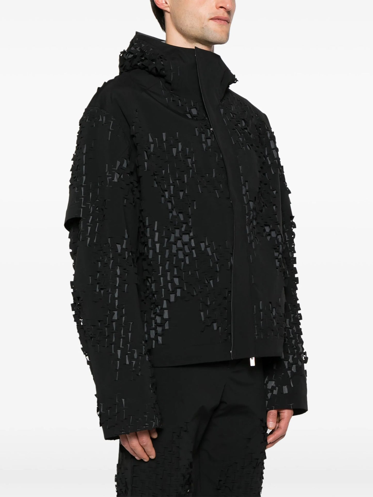 Morphogens lasercut-pattern hooded jacket