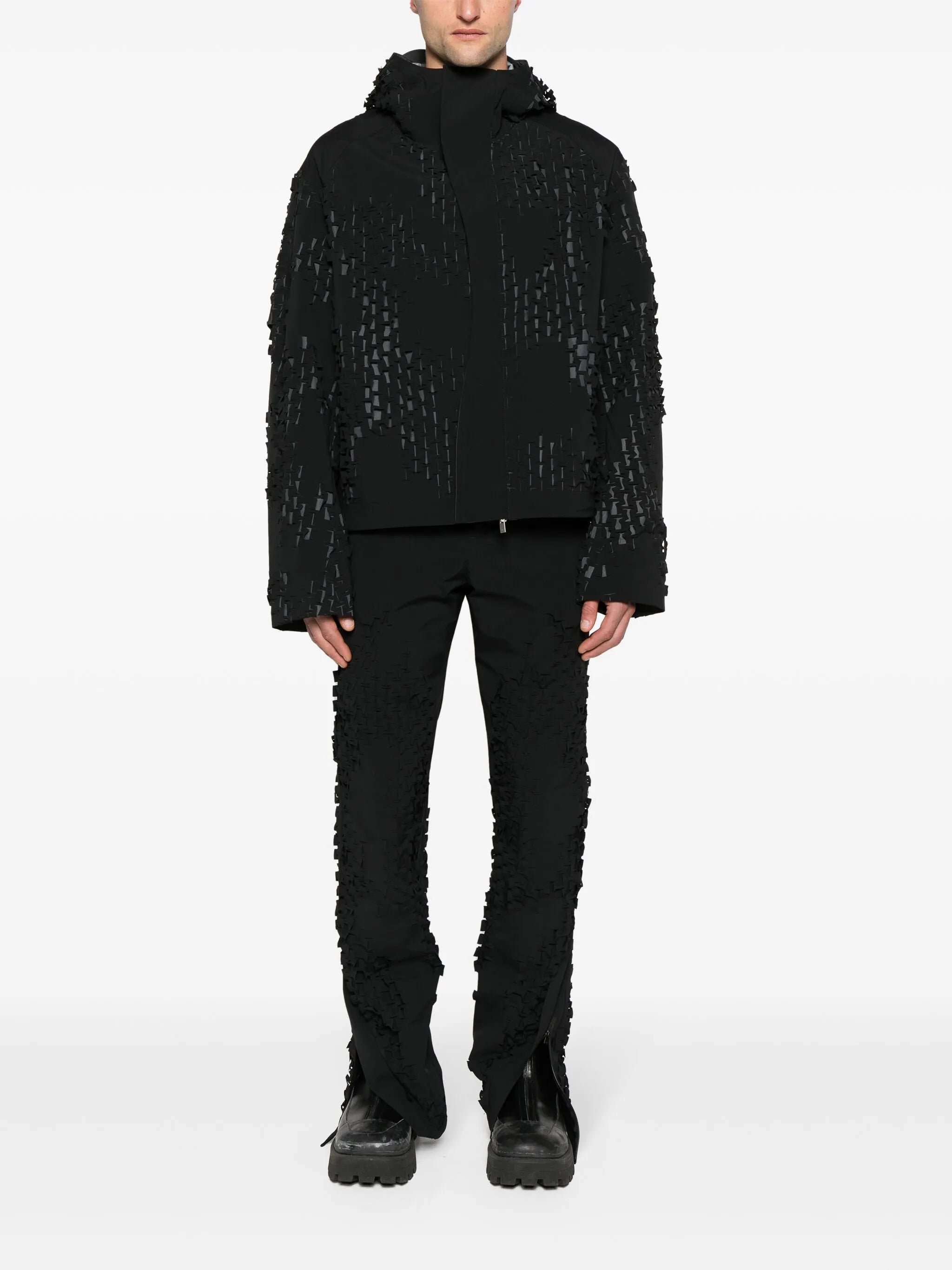Morphogens lasercut-pattern hooded jacket