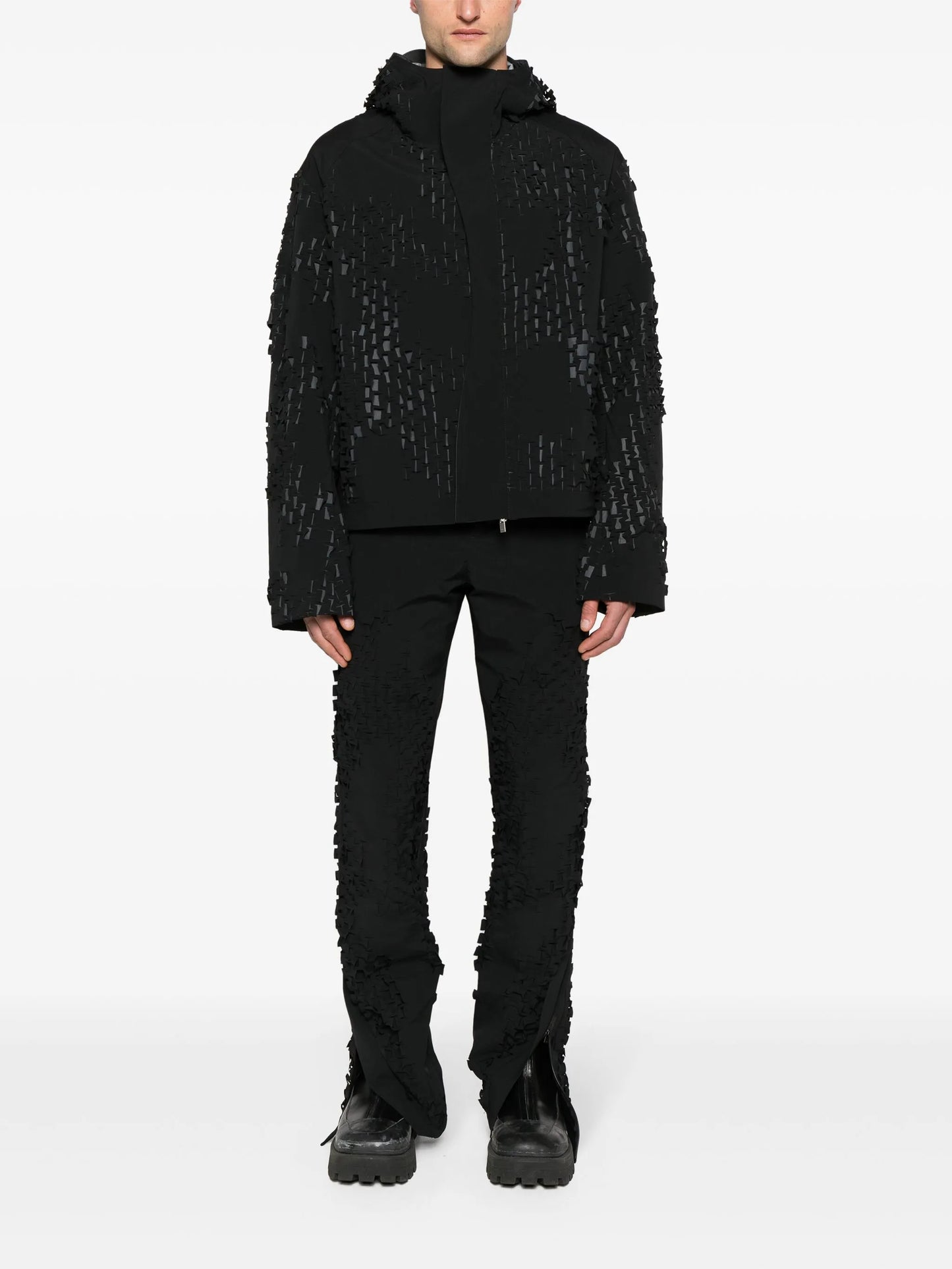 Morphogens lasercut-pattern hooded jacket