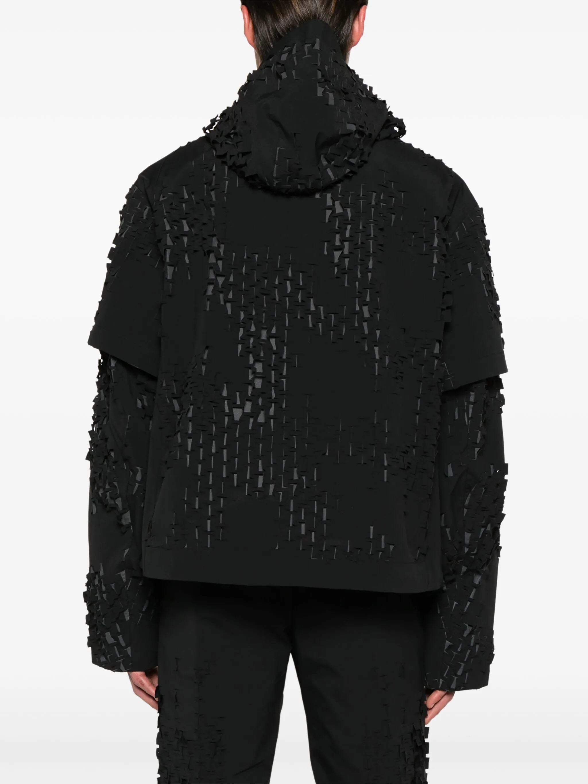 Morphogens lasercut-pattern hooded jacket
