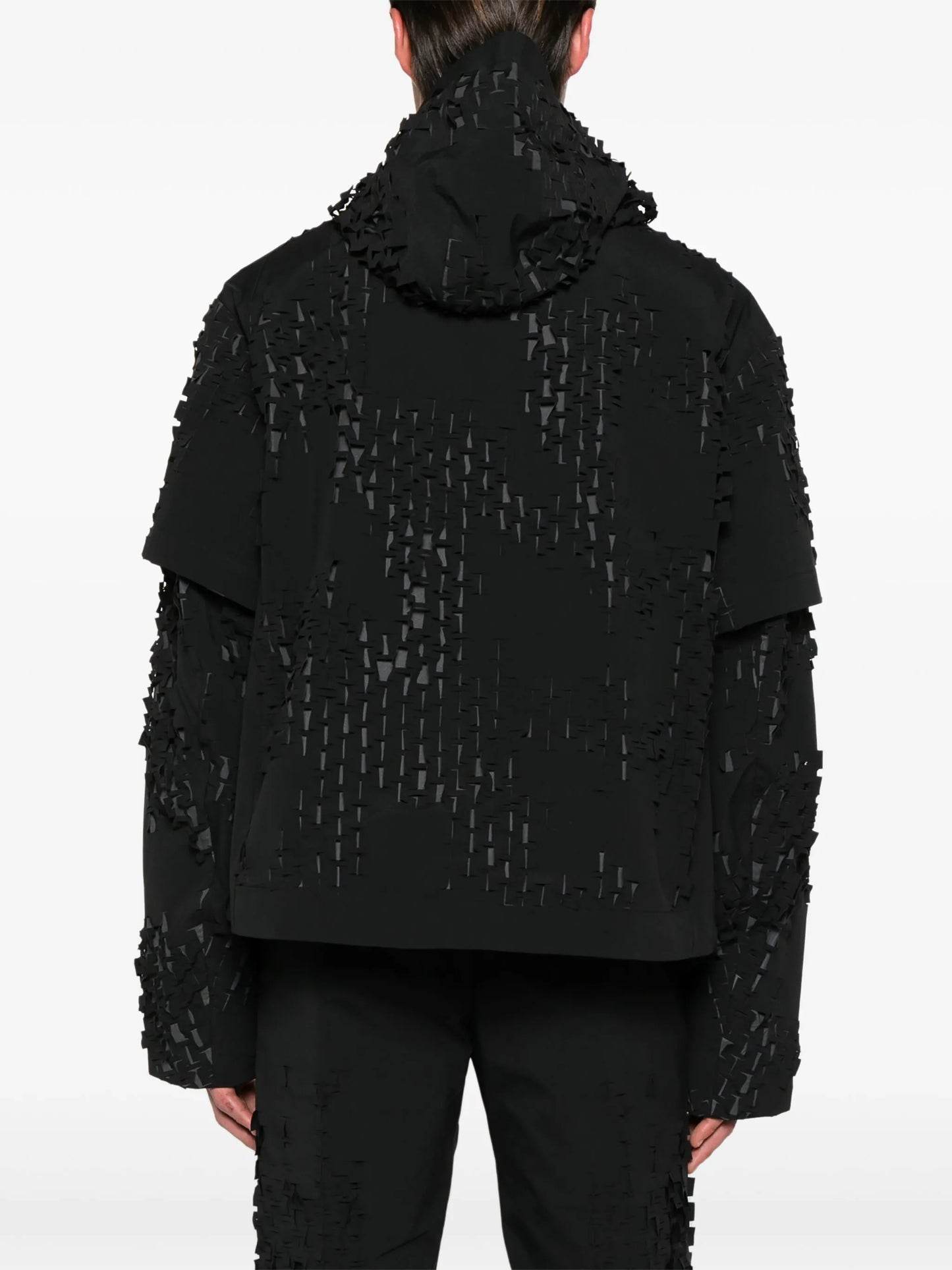Morphogens lasercut-pattern hooded jacket