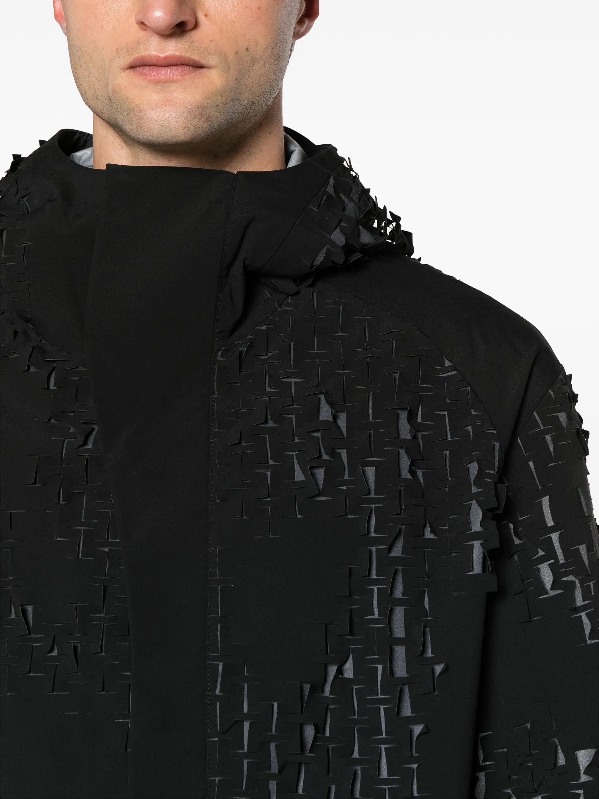Morphogens lasercut-pattern hooded jacket